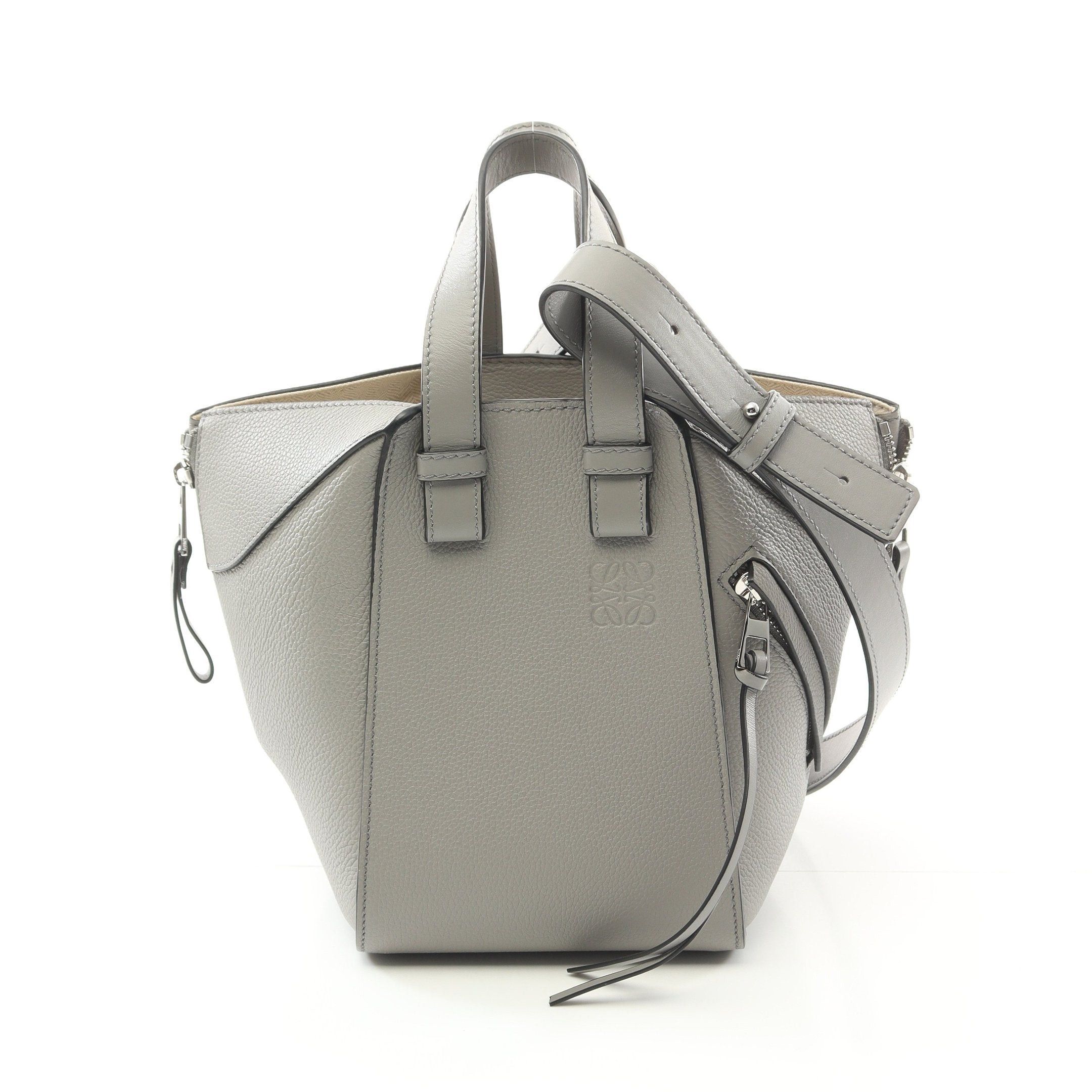 Loewe Loewe Hammock Bag Compact Handbag Leather Gray Size ONE SIZE - 1 Thumbnail