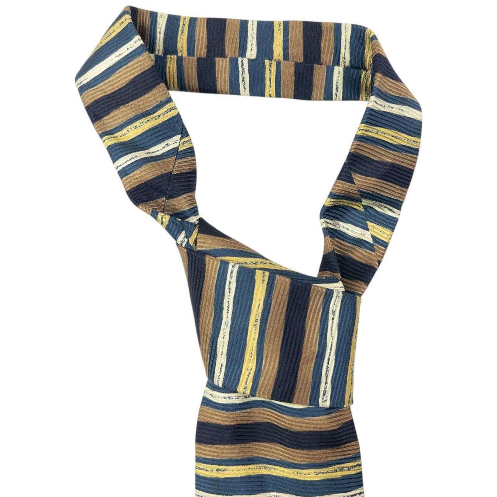 Issey Miyake Vintage 90s Issey Miyake Striped Silk Tie Size ONE SIZE - 4 Thumbnail