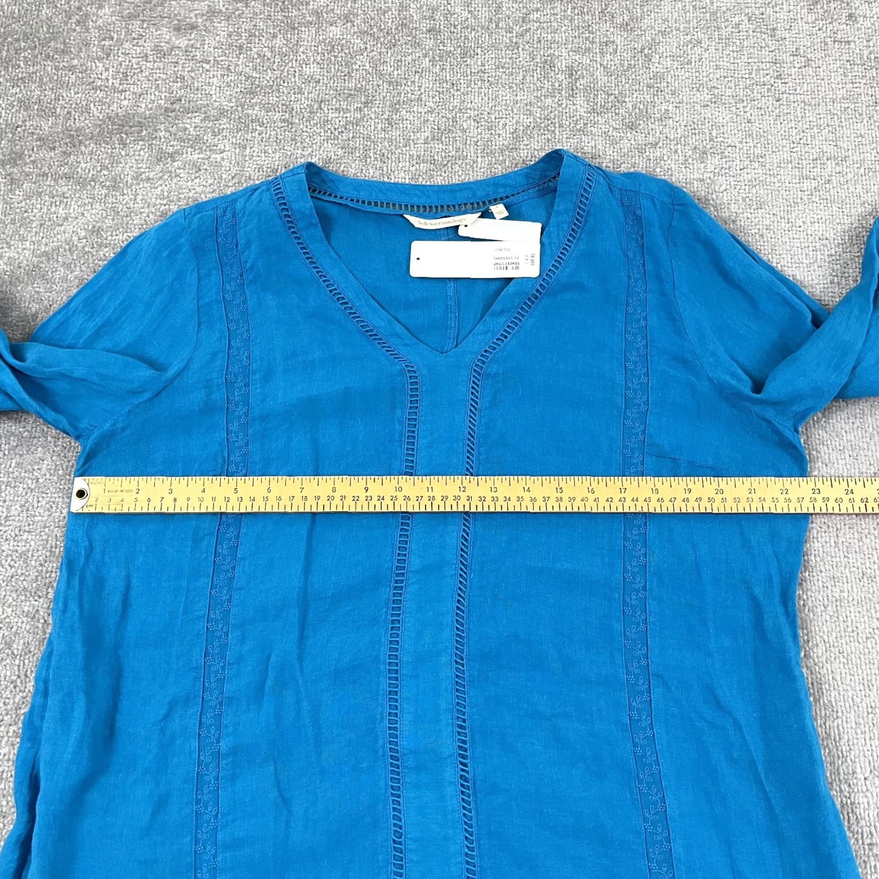 Soft Surroundings Soft Surroundings Leonie Tunic Top Womens Large 14-16 Caribbean Turquoise Linen Size L / US 10 / IT 46 - 5 Thumbnail