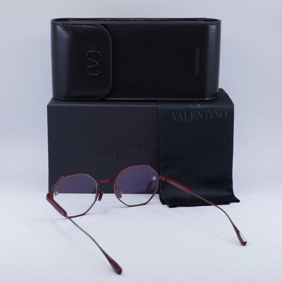 Valentino Valentino V-STUD VLX-122B Eyeglasses Bordeaux 52mm Geometric Size ONE SIZE - 10 Thumbnail