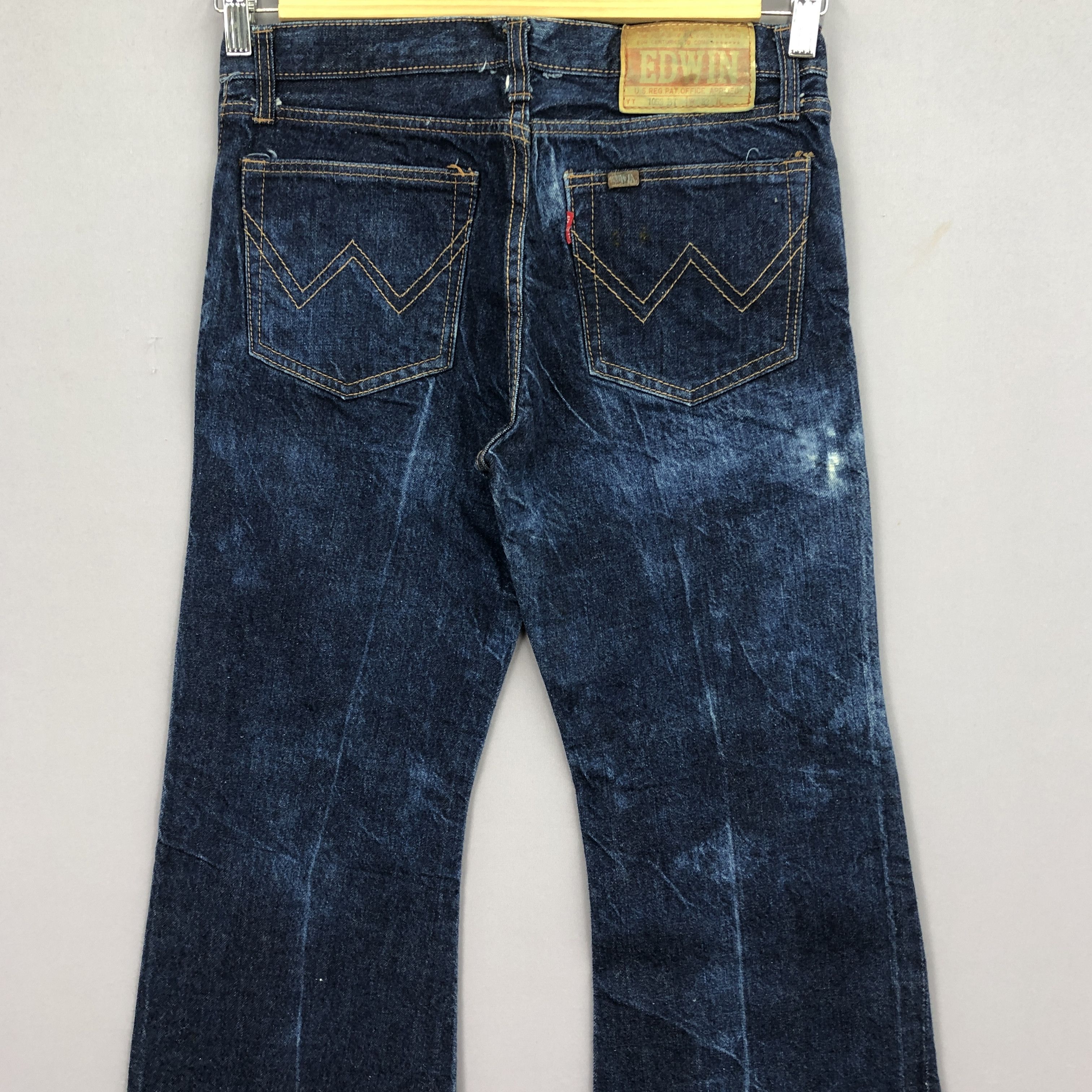 Japanese Brand Vintage 70s Edwin Flare Jeans Bootcut Wide Leg Denim GF30286 Size 24" / US 00 / IT 34 - 4 Thumbnail
