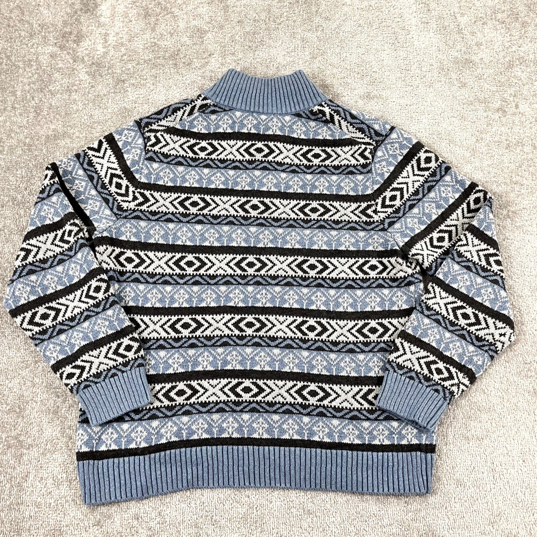 Vintage LL BEAN Sweater Mens Large Blue White Fair Isle Nordic Heavy Knit 1/4 Pullover Size US L / EU 52-54 / 3 - 5 Thumbnail