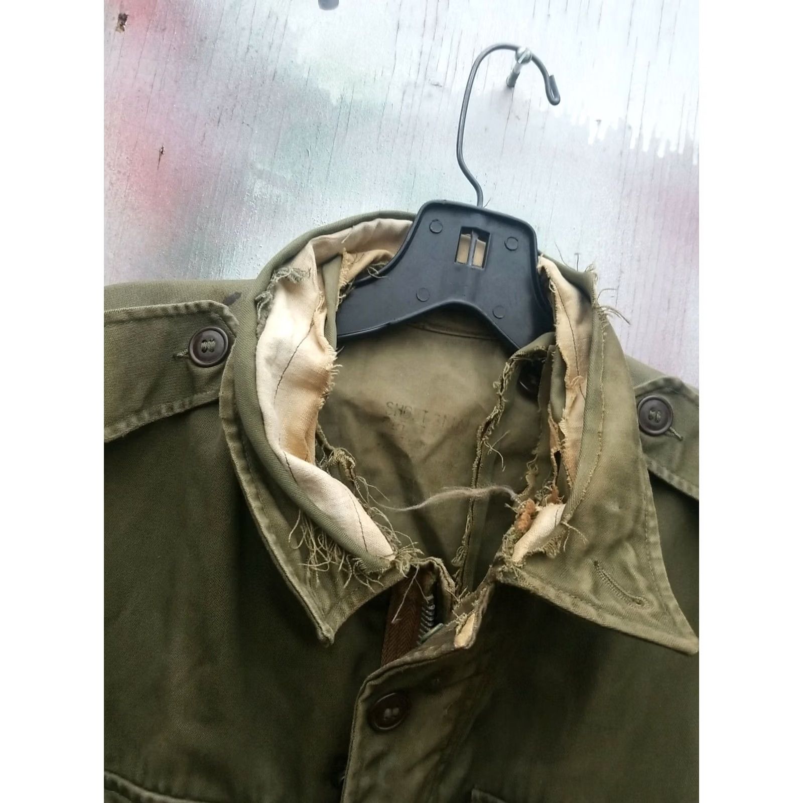 Vintage Vtg 50s Korean War Era M-1951 Issued Military Field Jacket Shell Mens Coat Green M-1951 Cotton Shell Zipper Snap Distressed Fading Size US M / EU 48-50 / 2 - 2 Thumbnail