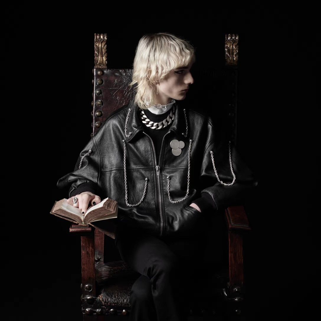 Celine × Hedi Slimane CELINE Oversized chains Leather Blouson Jacket Size US M / EU 48-50 / 2 - 11 Thumbnail