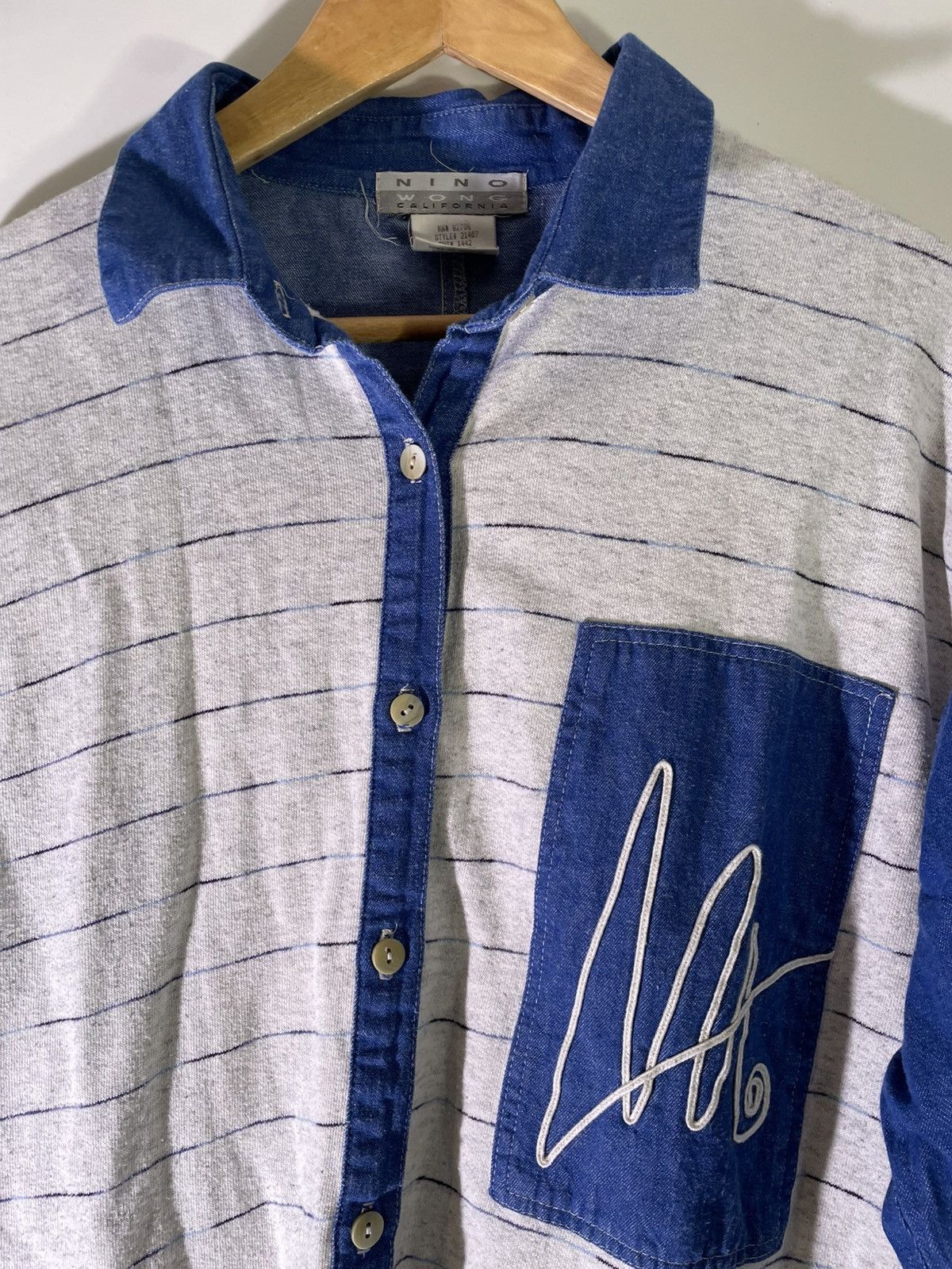 Vintage 90’s VTG Vintage Nino Wong Designer Denim Abstract Shirt Size US M / EU 48-50 / 2 - 5 Thumbnail
