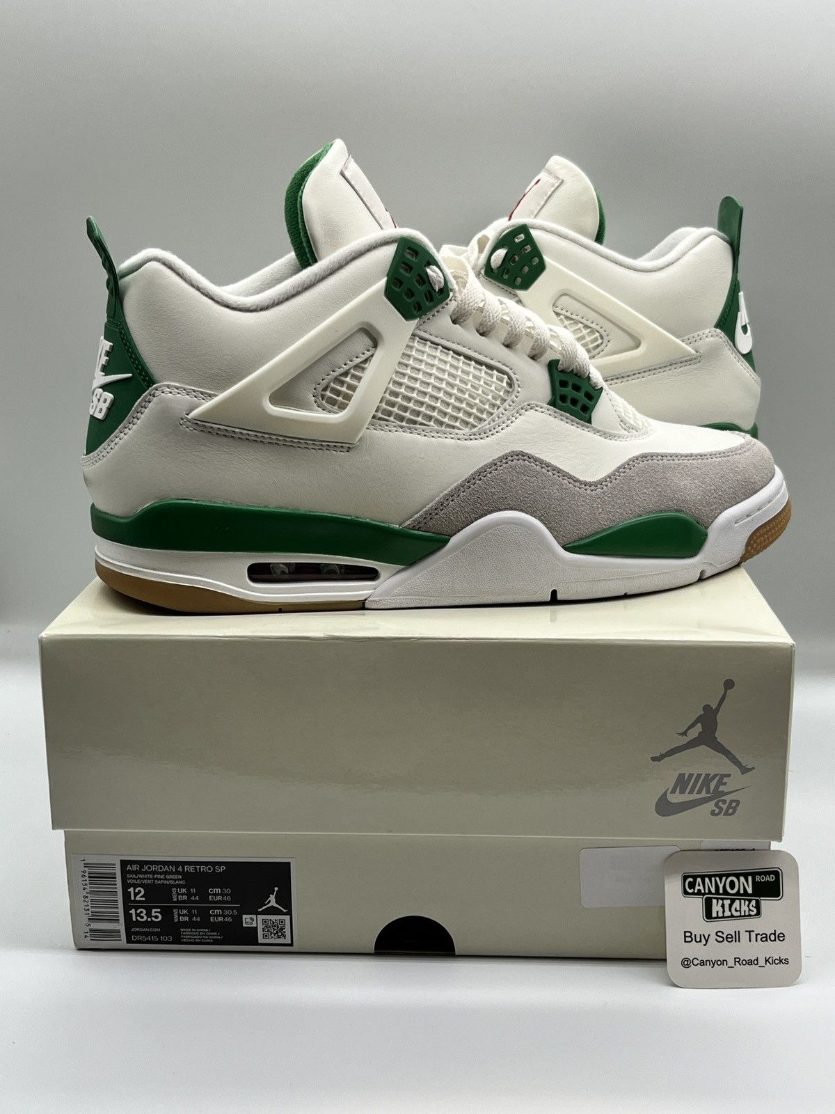 image of Jordan Brand 4 Retro Sp X Nike Sb Mid Pine Green Shoes in White, Men's (Size 12)