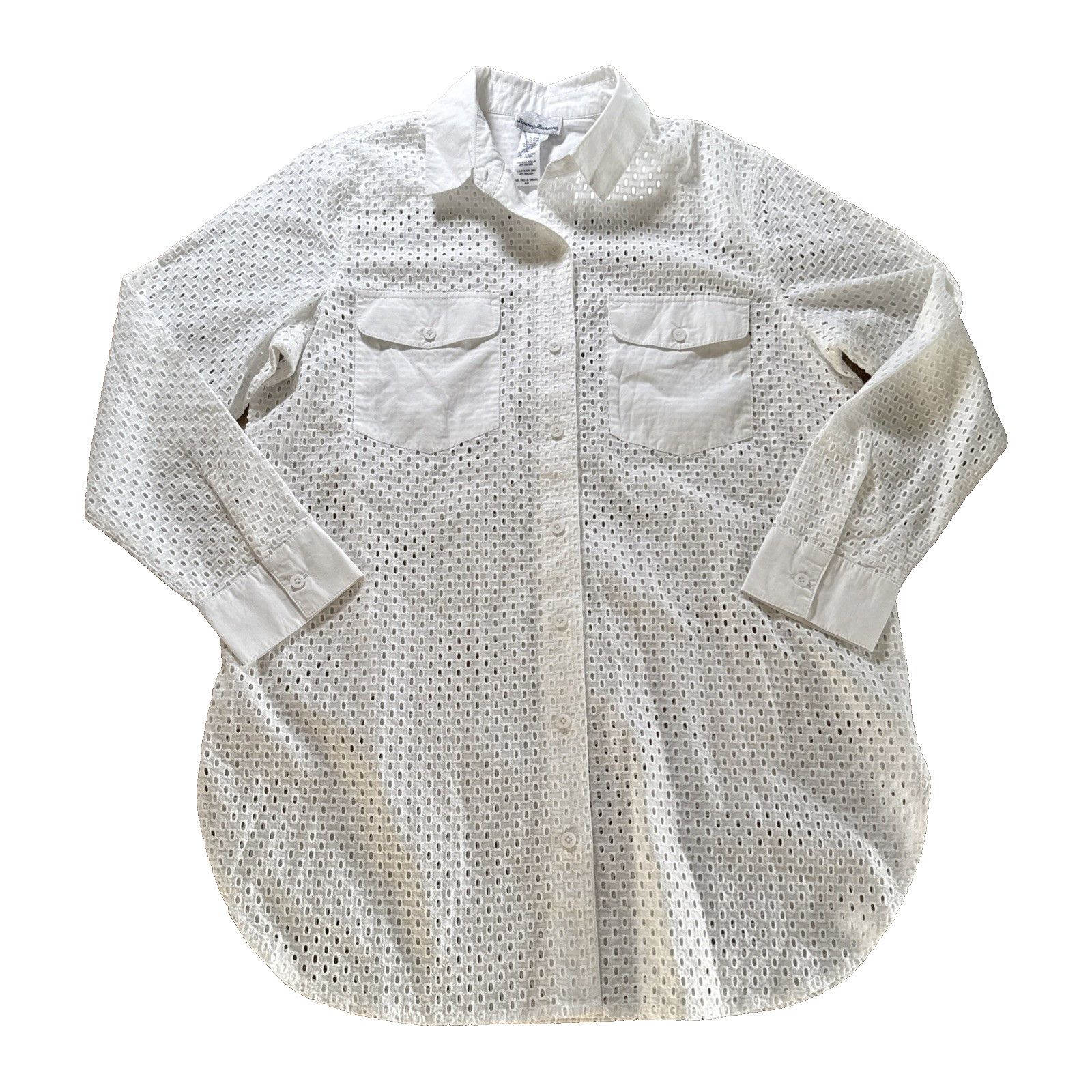 Tommy Bahama Tommy Bahama Eyelet Cove Boyfriend Beach Shirt White Resort Size ONE SIZE - 1 Thumbnail