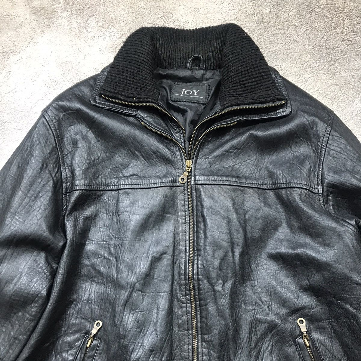 Vintage Vintage 90s Faded Leather Biker Jacket Streetwear Slim L Size US L / EU 52-54 / 3 - 3 Thumbnail