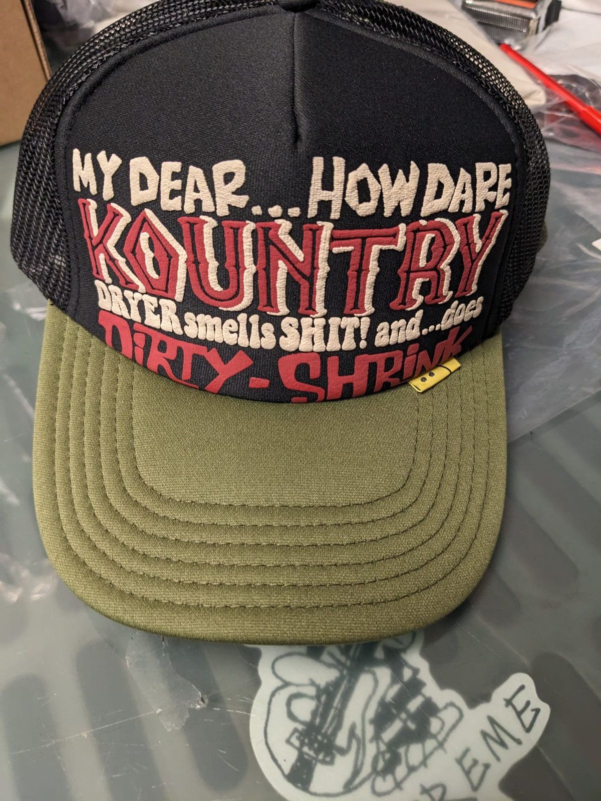 Kapital KAPITAL KOUNTRY DIRTY SHIRNK TRUCKER CAP HAT OLIVE GREEN Size ONE SIZE - 4 Thumbnail