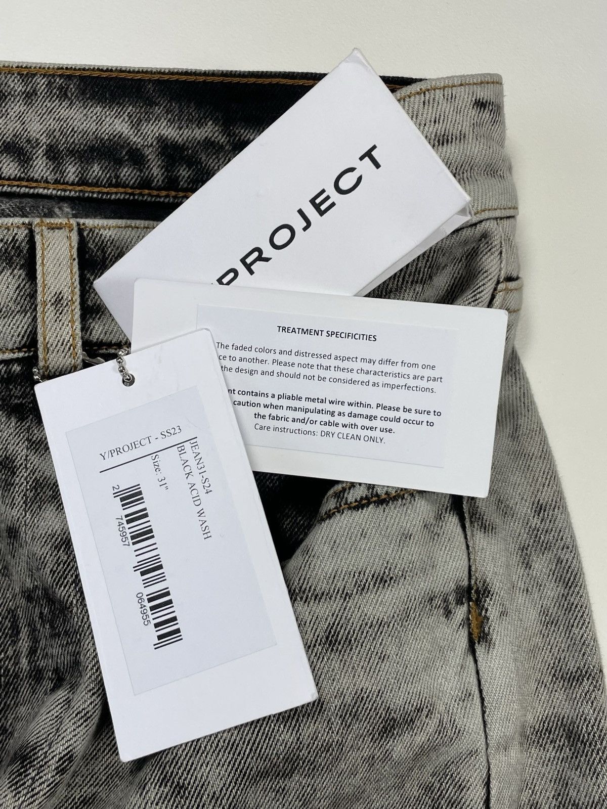 Y/Project S/S 23 ‘Wire’ Acid Washed Gray Denim Jeans Size US 34 / EU 50 - 5 Thumbnail