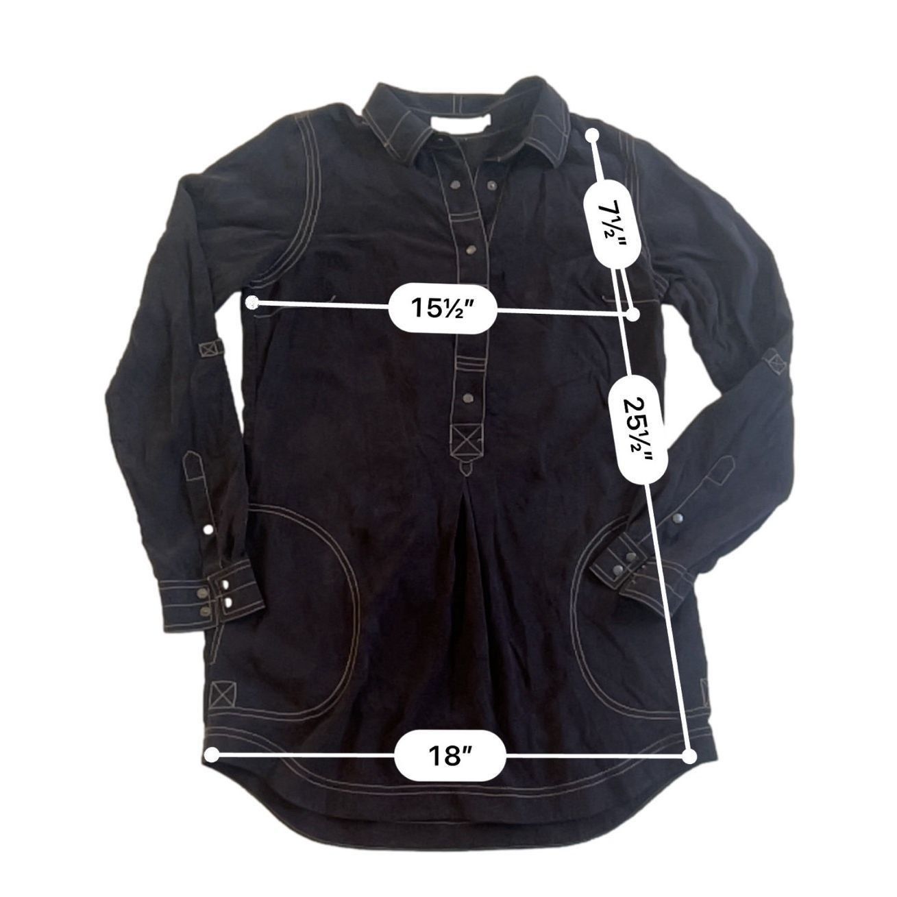SikSilk Go Silk Long Sleeve Tunic Popover Blouse Gray Snap Closure Pockets Size S Size S / US 4 / IT 40 - 5 Thumbnail