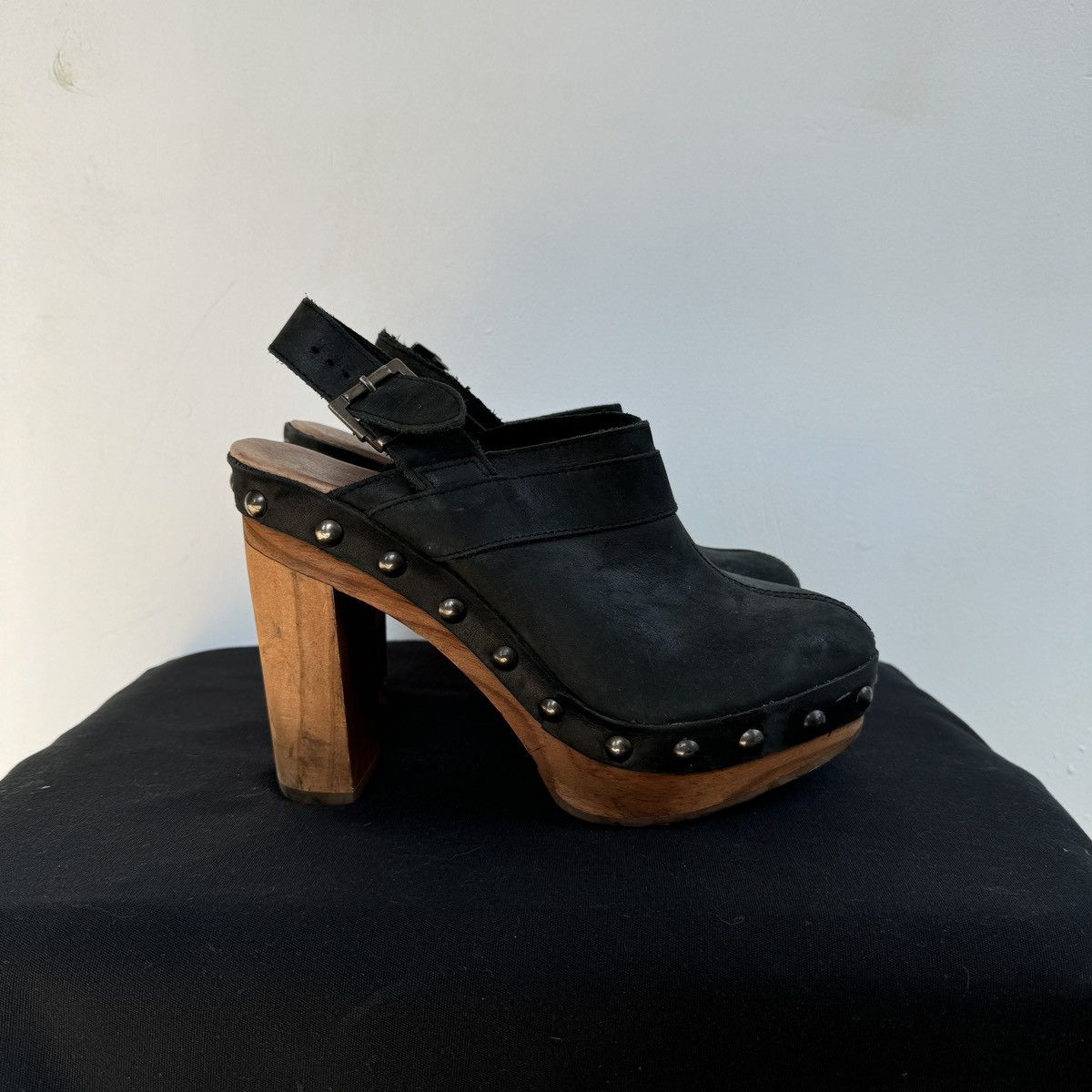 Japanese Brand × Vintage Vintage Spain Leather Clogs Platform Shoes Size US 8 / IT 38 - 1 Thumbnail