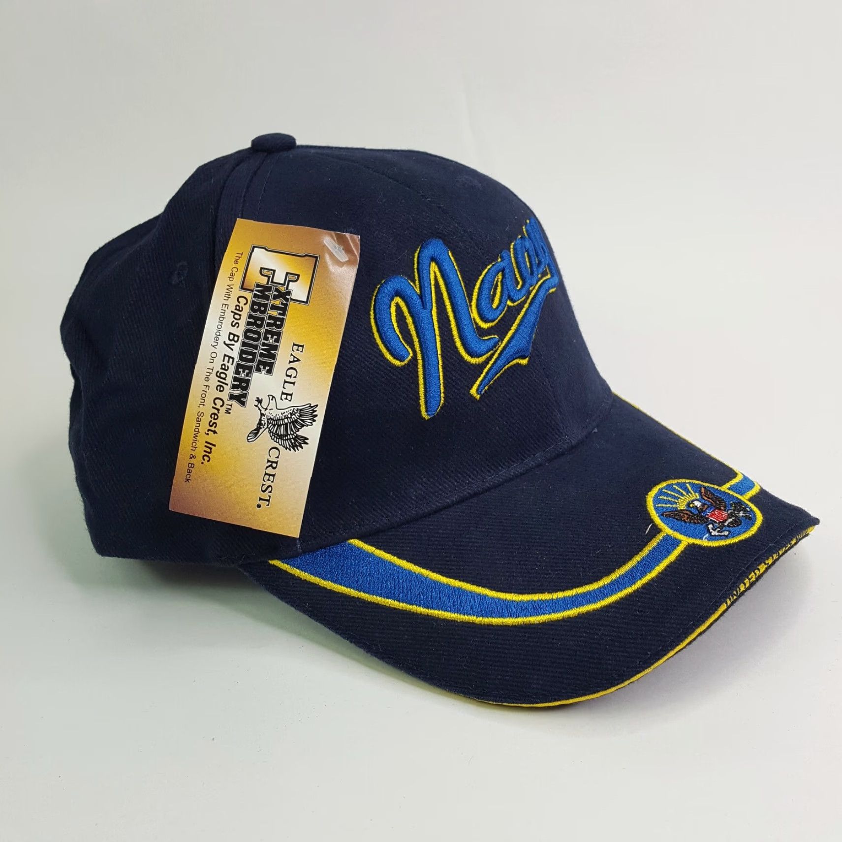 Vintage VINTAGE USA Navy American Snapback Adjustable Hat Baseball Cap Navy Blue Twill Retro Hat Mens Eagle Crest Size ONE SIZE - 2 Thumbnail