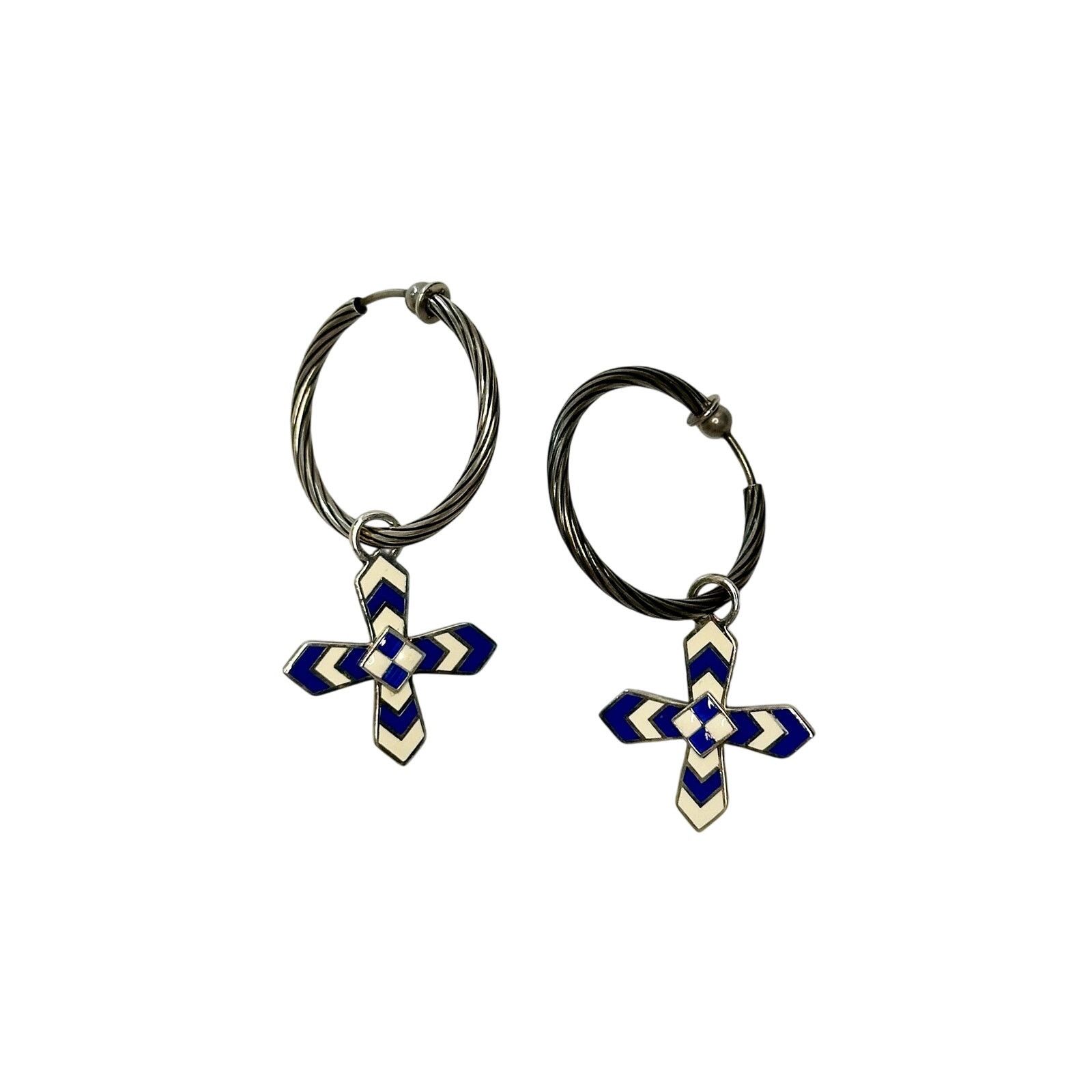Gucci Gucci Enamel Cross Motif Hoop Earrings with Pouch & Box Size ONE SIZE - 4 Thumbnail