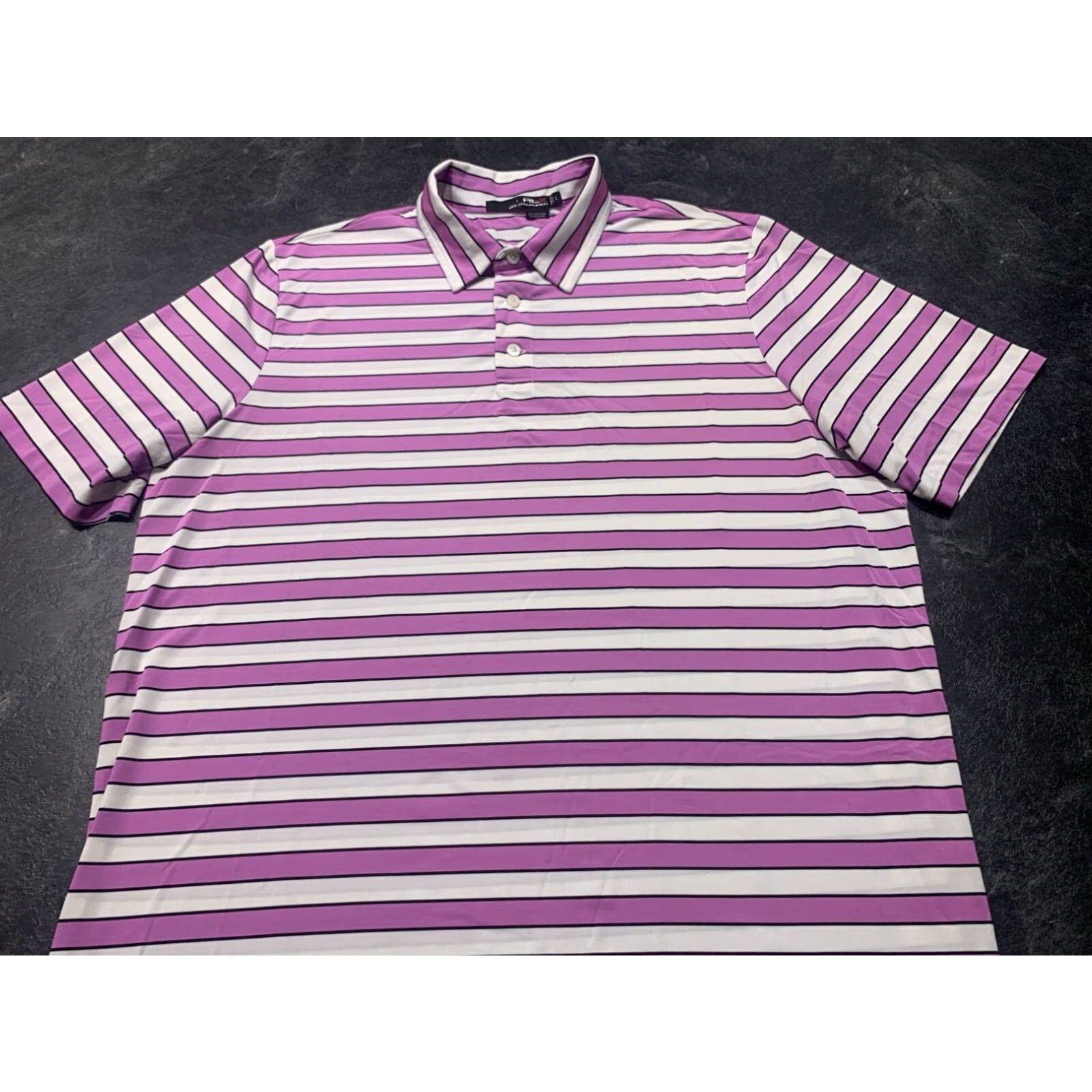 Ralph Lauren Ralph Lauren Mens Large Light Pink White Stripe Short Sleeve Golf Shirt Size US L / EU 52-54 / 3 - 1 Thumbnail