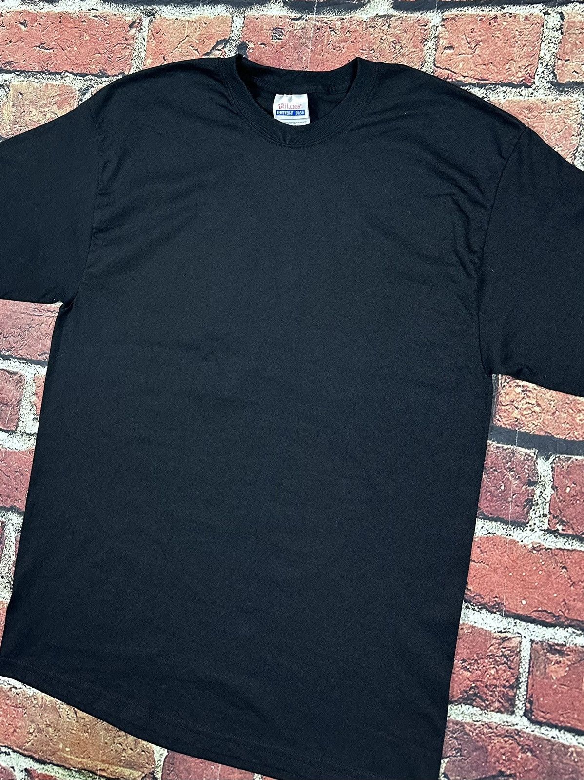 Hanes × Vintage Vintage Hanes Heavyweight 50/50 Black Blank T Shirt Y2K Size US L / EU 52-54 / 3 - 3 Thumbnail