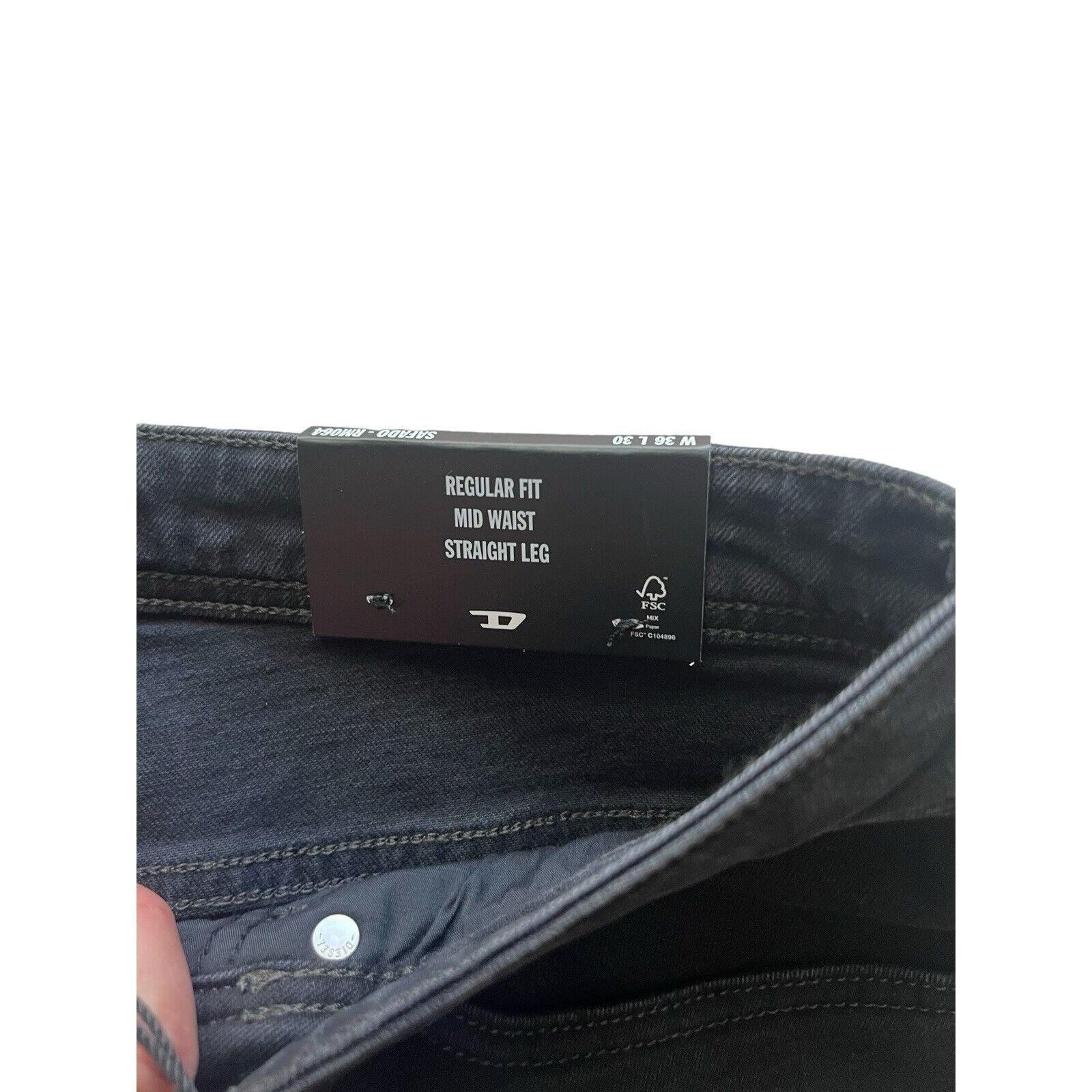 Diesel Diesel Mens Safado Straight Fit Jeans RM064 Black Size 36/30 Size US 36 / EU 52 - 4 Thumbnail