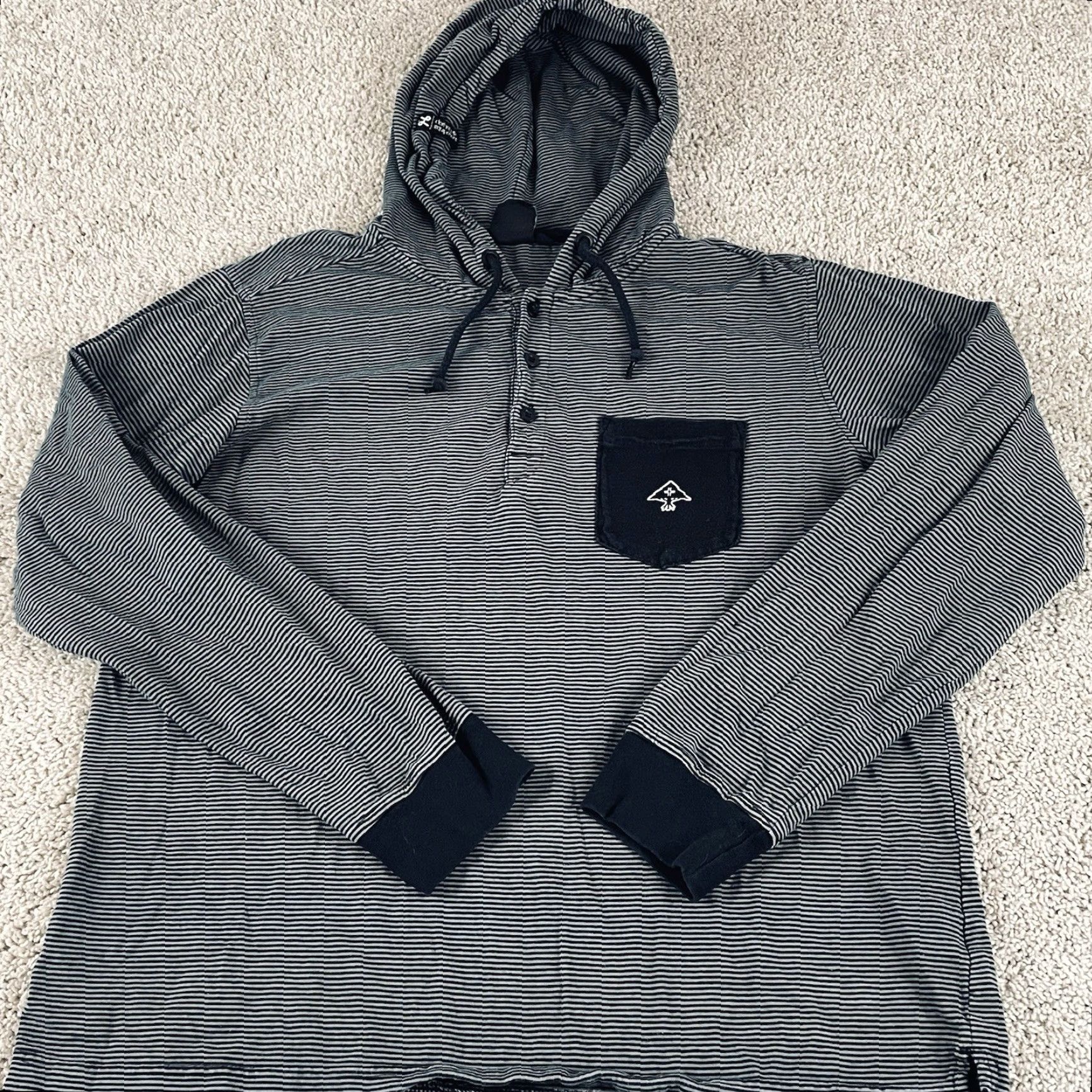 Vintage VINTAGE Lifted Research Group Hoodie Shirt Men’s M Black Gray Striped Full Zip F94 Size US M / EU 48-50 / 2 - 2 Thumbnail