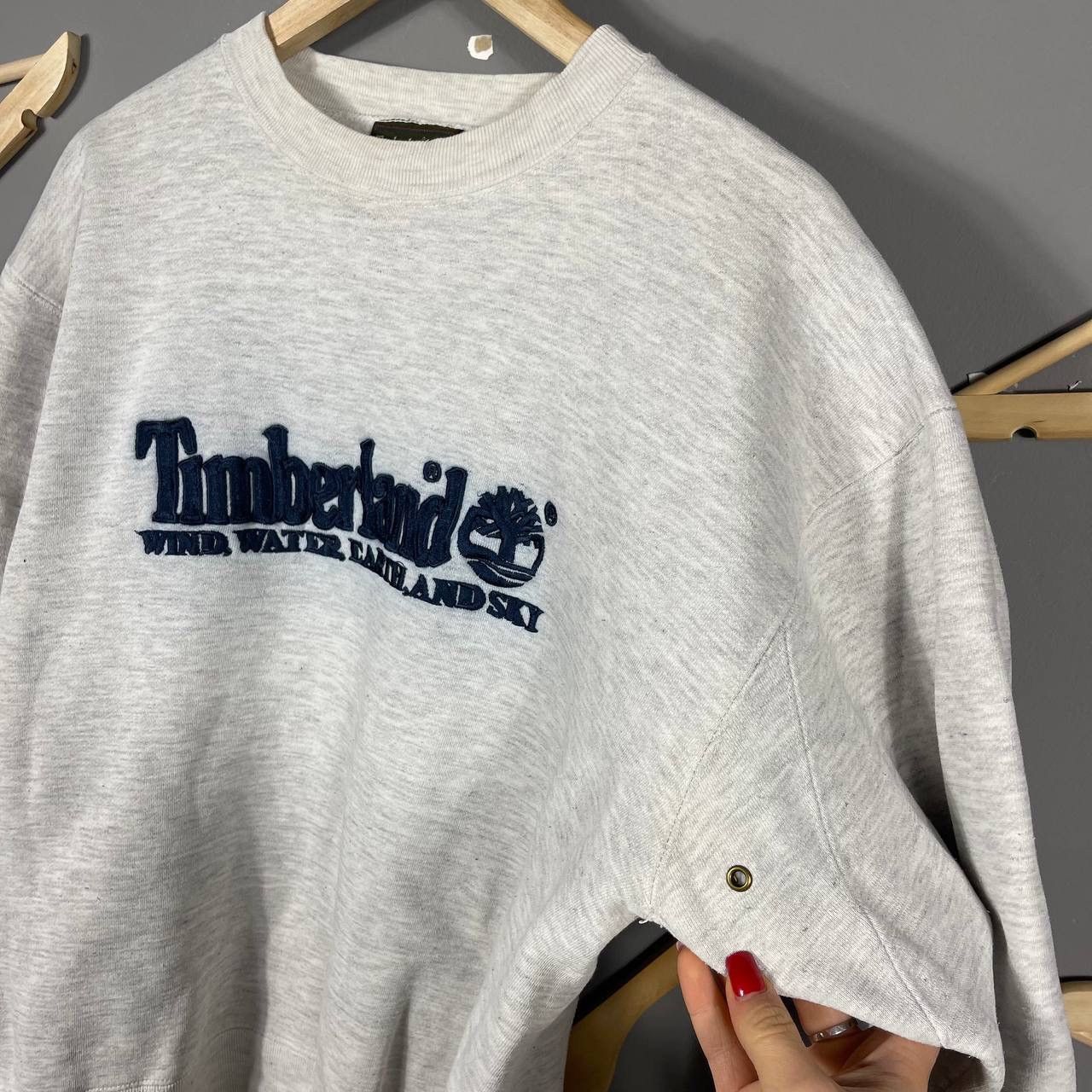 Timberland × Vintage Timberland Weathergear Heather Grey Graphic Sweatshirt Size US L / EU 52-54 / 3 - 5 Thumbnail
