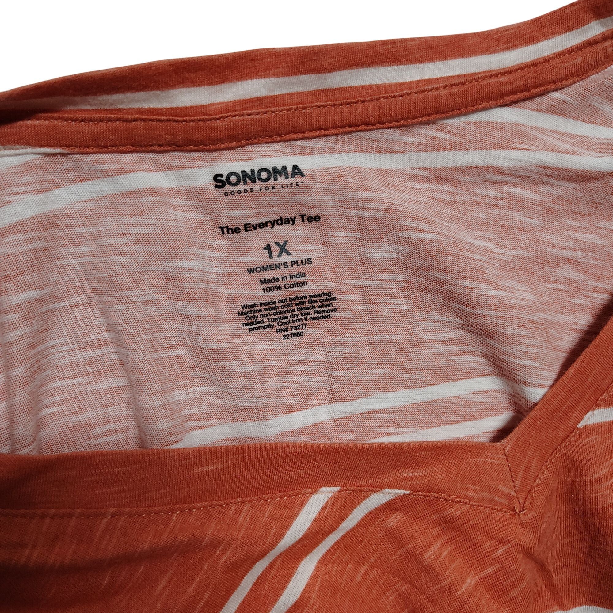 Sonoma Sonoma Womens Plus 1X Striped V-Neck Long Sleeve Top Size XL / US 12-14 / IT 48-50 - 3 Thumbnail