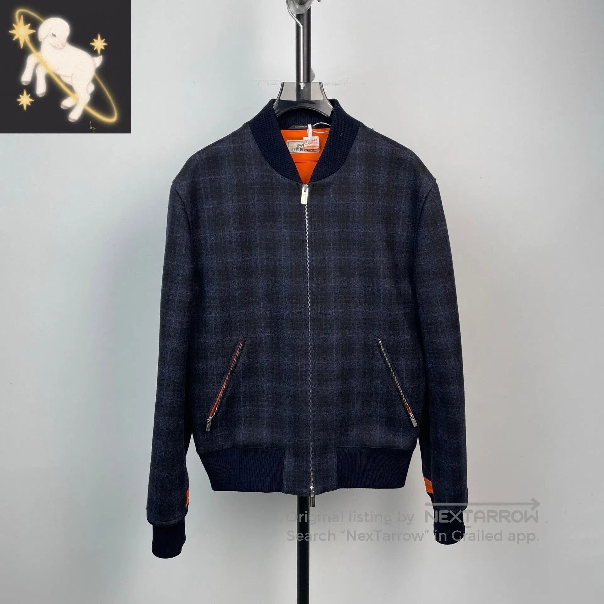 Hermes Hermes Navy check wool pilot jacket| Size US S / EU 44-46 / 1 - 1 Thumbnail