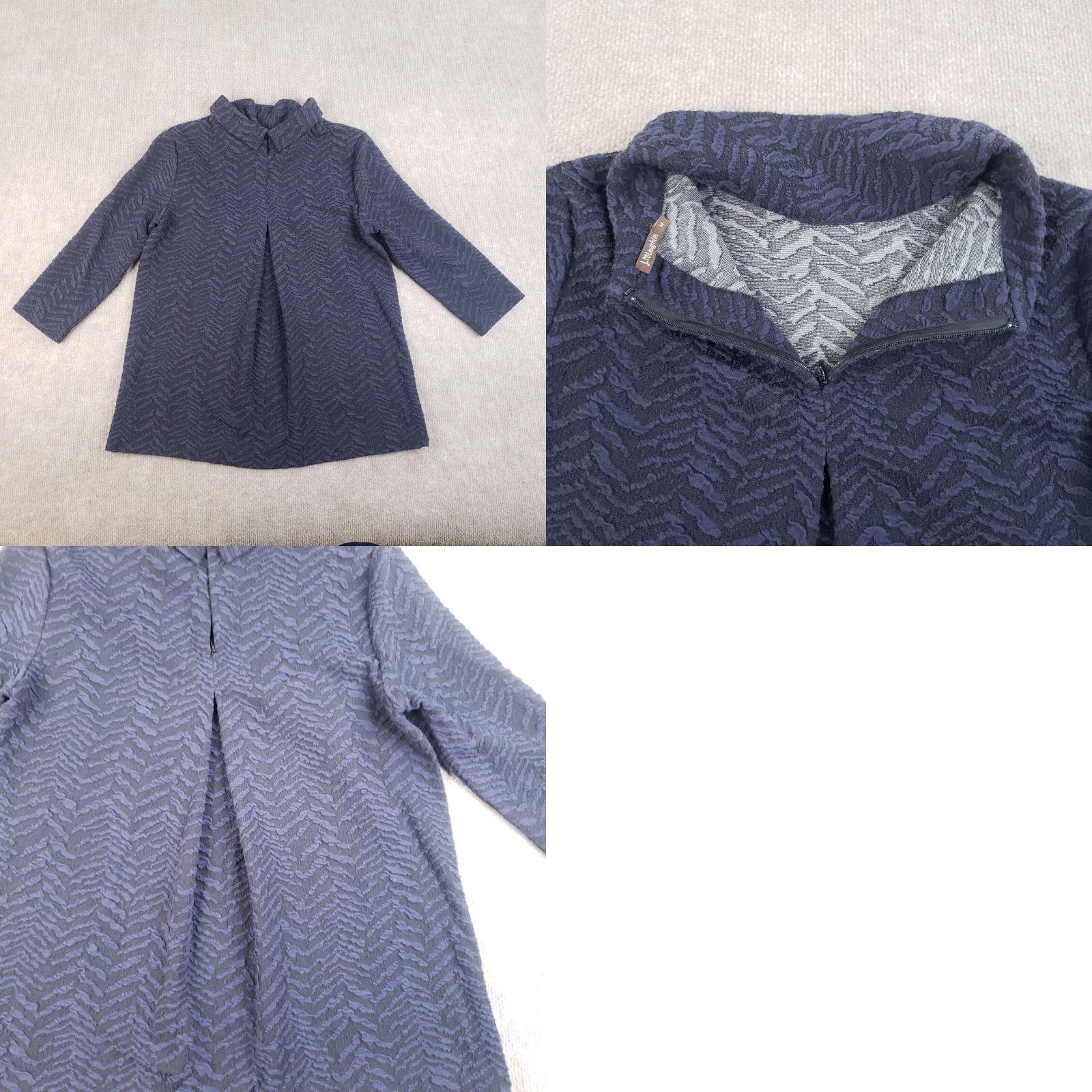 J.McLaughlin J. McLaughlin Sweater Women M Blue Collared Textured Zip Back Lightweight Size M / US 6-8 / IT 42-44 - 8 Thumbnail