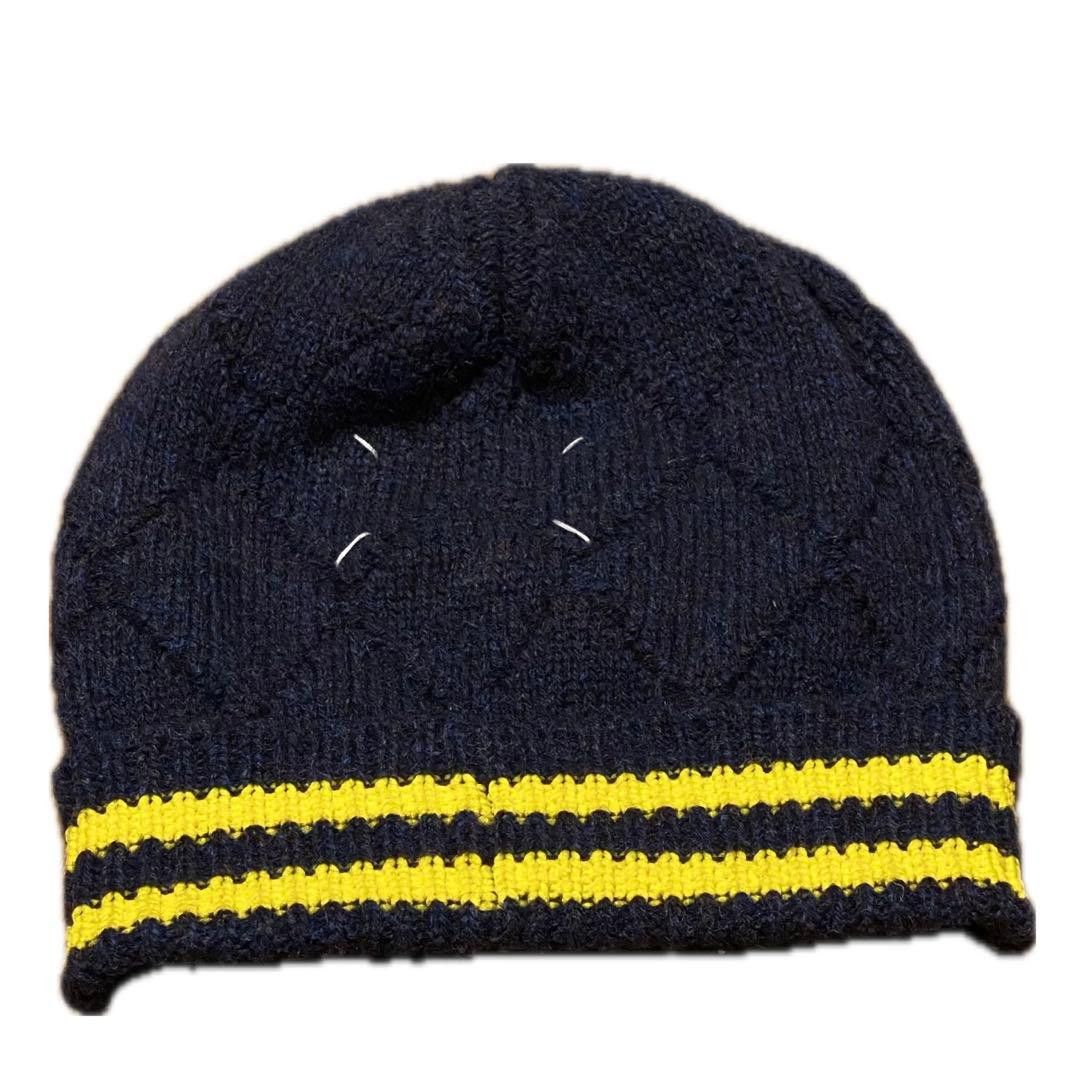 Maison Margiela Argyle 4 Stitch Motif Wool Knit Beanie Cap Size ONE SIZE - 1 Thumbnail