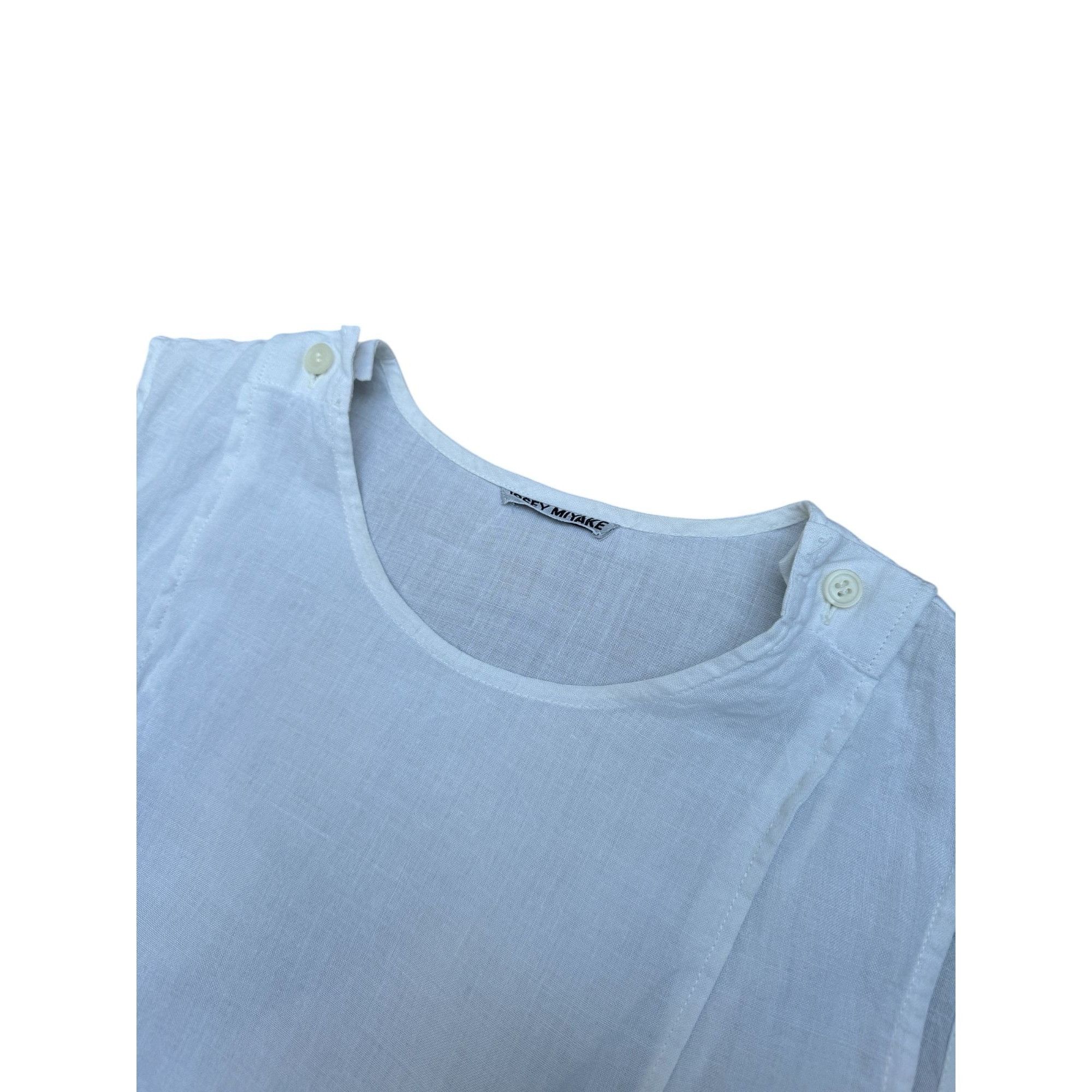 Issey Miyake White Linen Elongated Dress Size L / US 10 / IT 46 - 5 Thumbnail