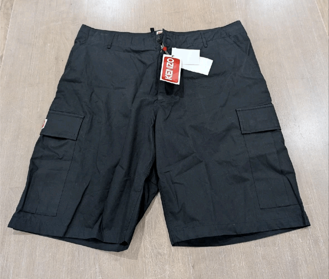KENZO Chino Cargo Workwear Shorts Black 54 US 38