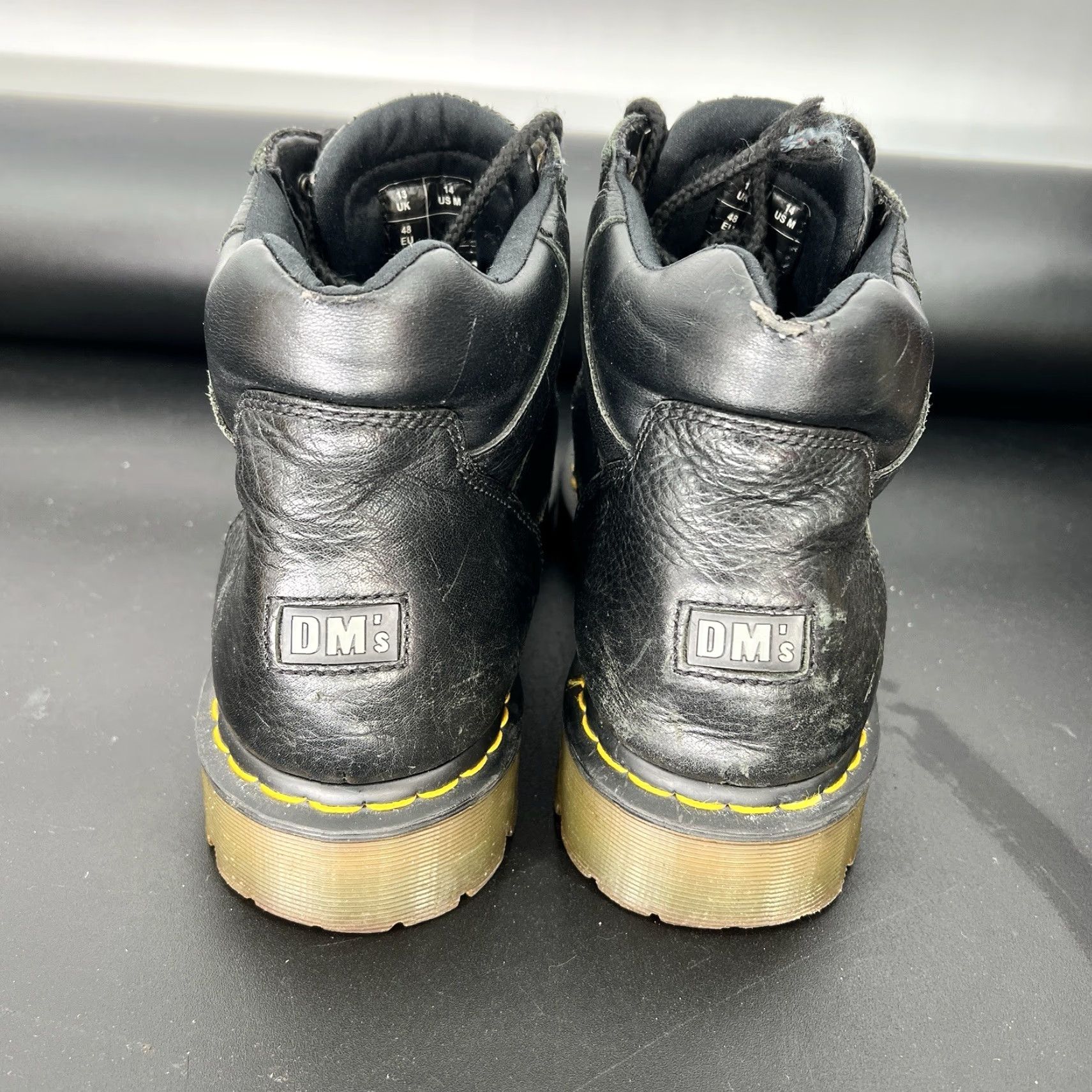 Dr. Martens VINTAGE Dr. Martens DMs Black Leather Mid Rise Work Biker Boots Mens US 14 Boots Size US 14 / EU 47 - 3 Thumbnail