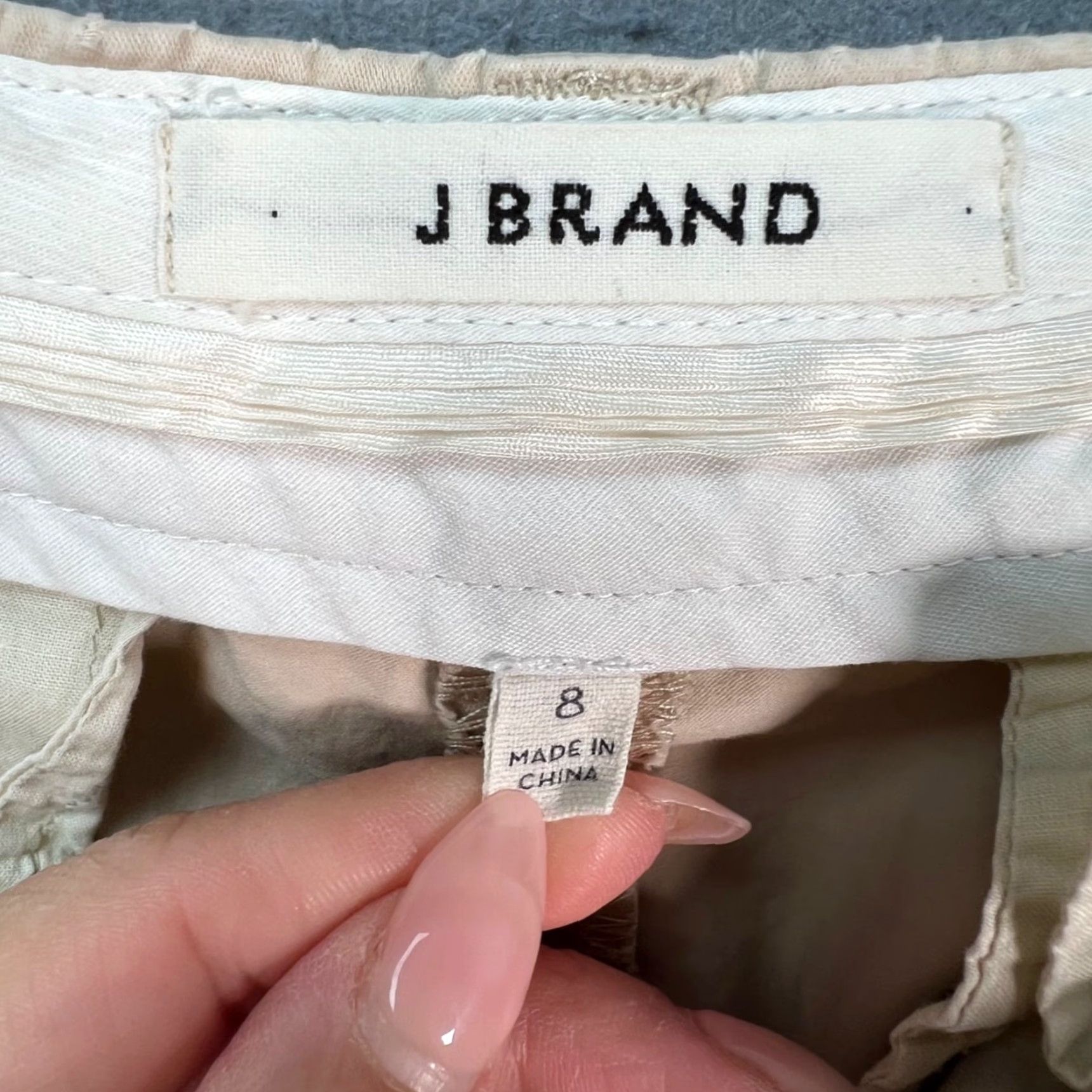 J Brand J Brand Womens Pants Cropped Straight-Leg Beige 8 Cotton Blend 24in Inseam Knit Front Flat Front Regular M Size 30" / US 8 / IT 44 - 3 Thumbnail