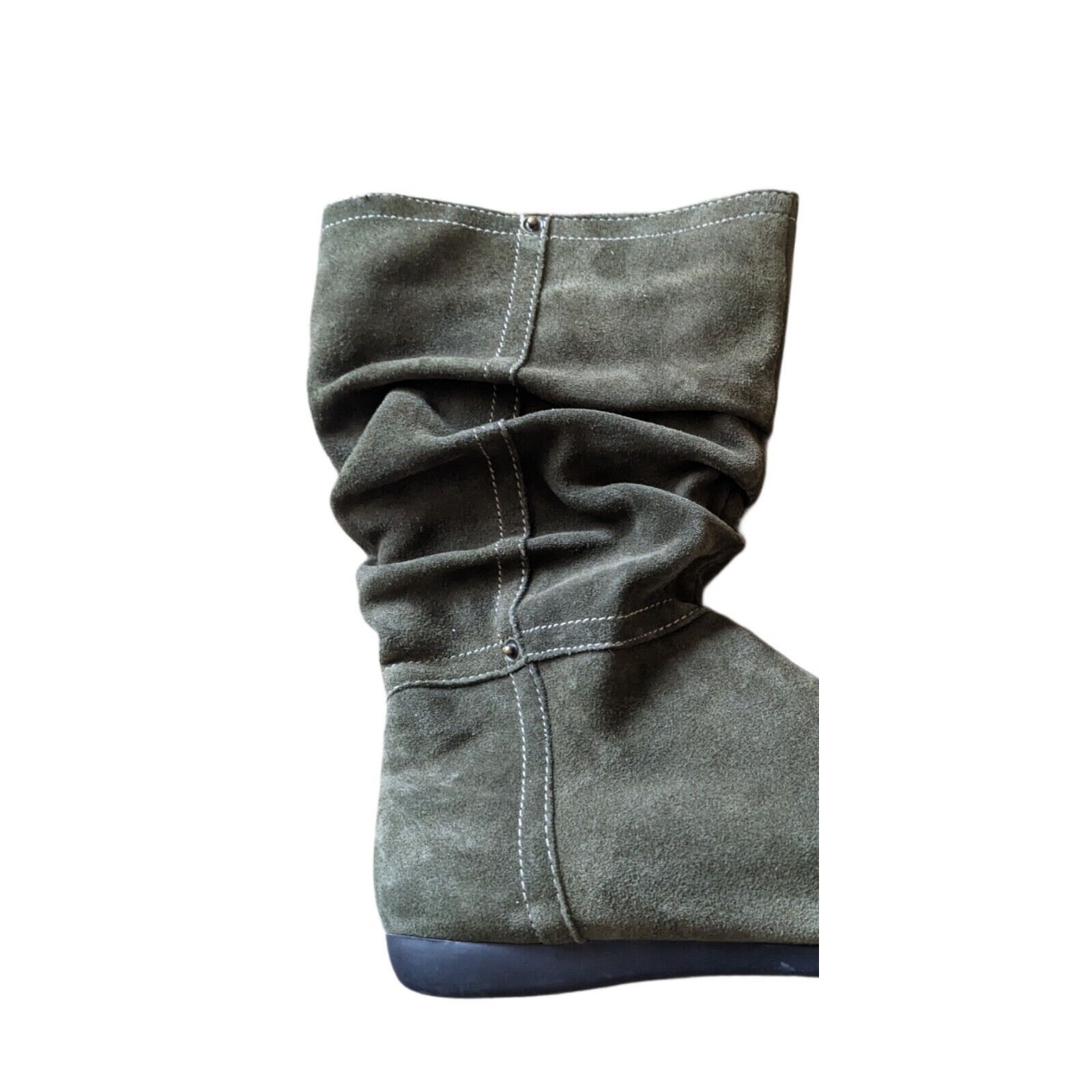 Bass Bass Suede Slouch Boots Green Elevated Flats 7 1/2 Matilda Size US 7.5 / IT 37.5 - 3 Thumbnail