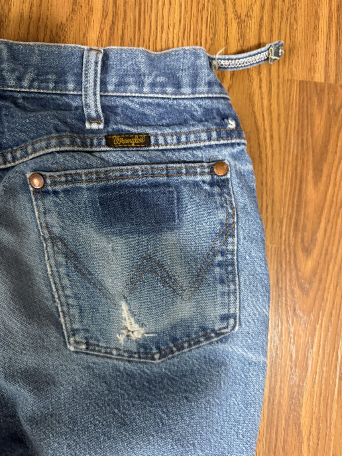 Wrangler Wrangler Distressed Straight Leg Jeans 31x36 Size US 31 - 4 Thumbnail