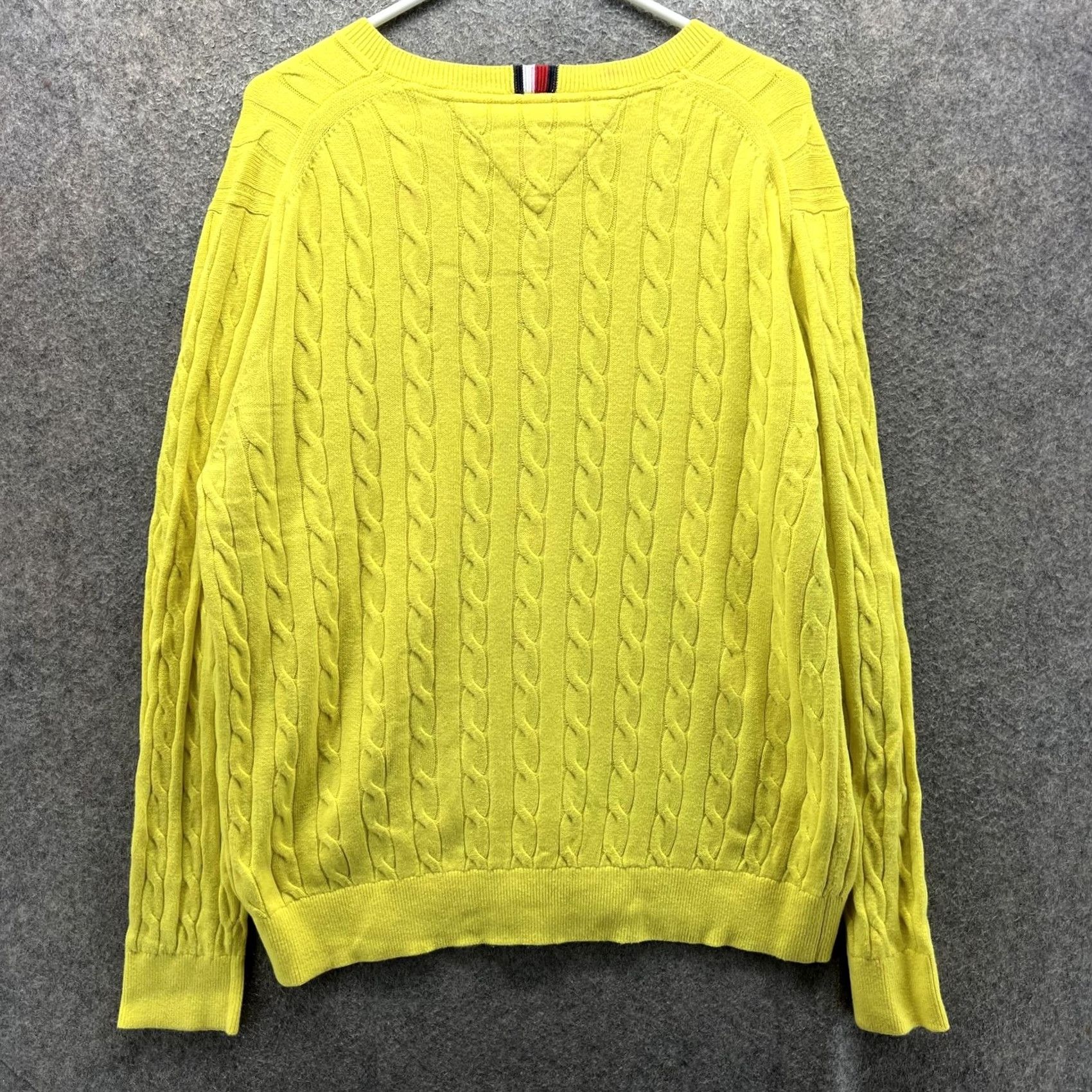 Tommy Hilfiger Tommy Hilfiger Sweater Mens XL Yellow Cotton Cable-Knit Crewneck Pullover Logo Size US XL / EU 56 / 4 - 2 Thumbnail