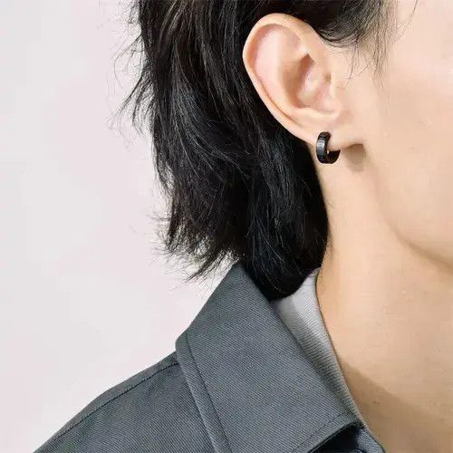 Jewelry Norwegian Viking Rune Hoop Earrings in Black, Men's