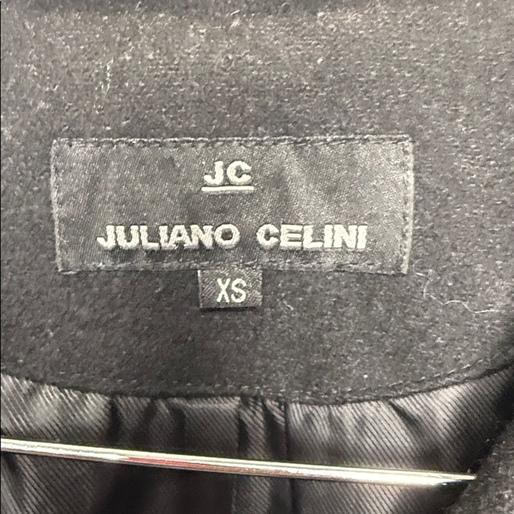The Unbranded Brand Juliana Celini black 55% wool trench style coat jacket sz XS Size XS / US 0-2 / IT 36-38 - 4 Thumbnail