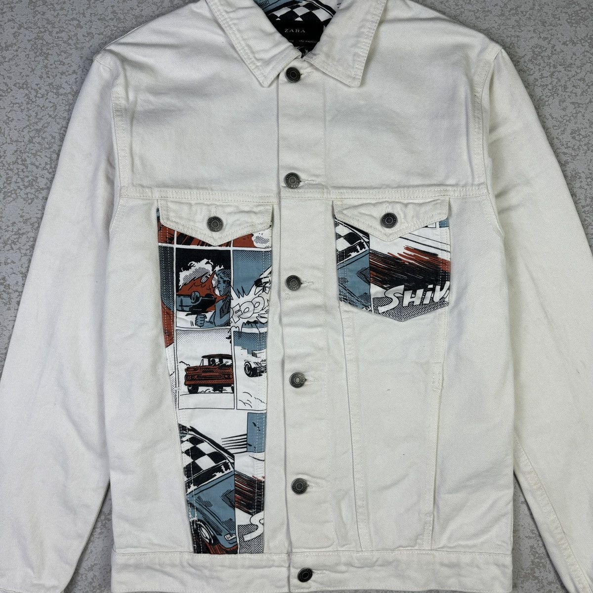 Designer × Zara Zara Race Car Comics Strip Denim Jacket Size US M / EU 48-50 / 2 - 3 Thumbnail