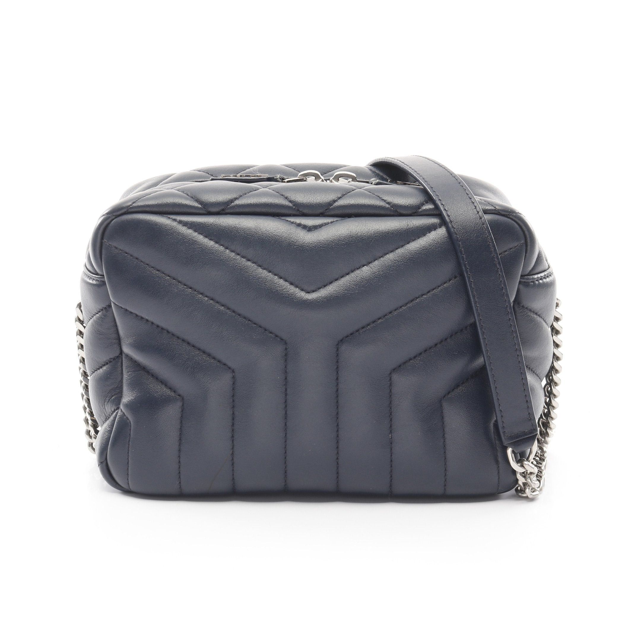 Yves Saint Laurent Yves Saint Laurent Lulu Bowling Chain Shoulder Bag Leather Dark Navy Size ONE SIZE - 1 Thumbnail