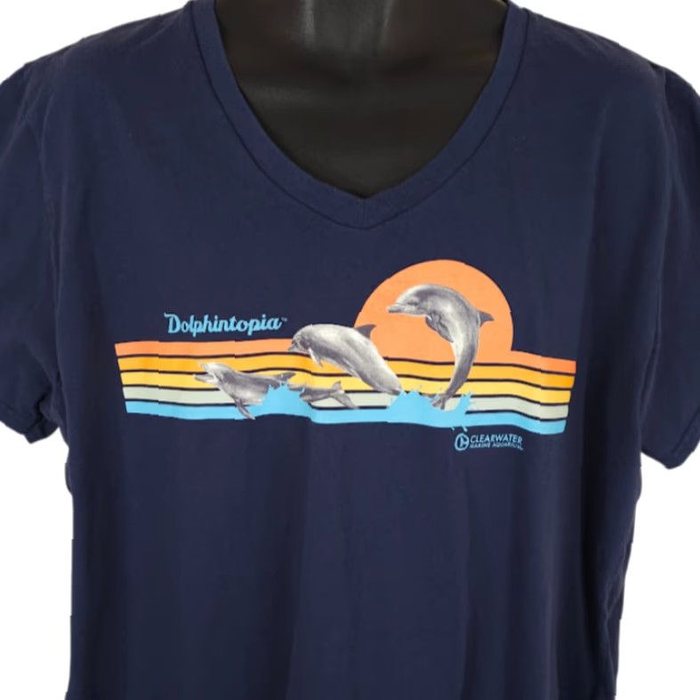 Vintage Dolphintopia T Shirt Womens 3XL Blue Clearwater Marine Aquarium Shirt Womens 3XL Blue Dolphin Theme Size XXL / US 16-18 / IT 52-54 - 2 Thumbnail