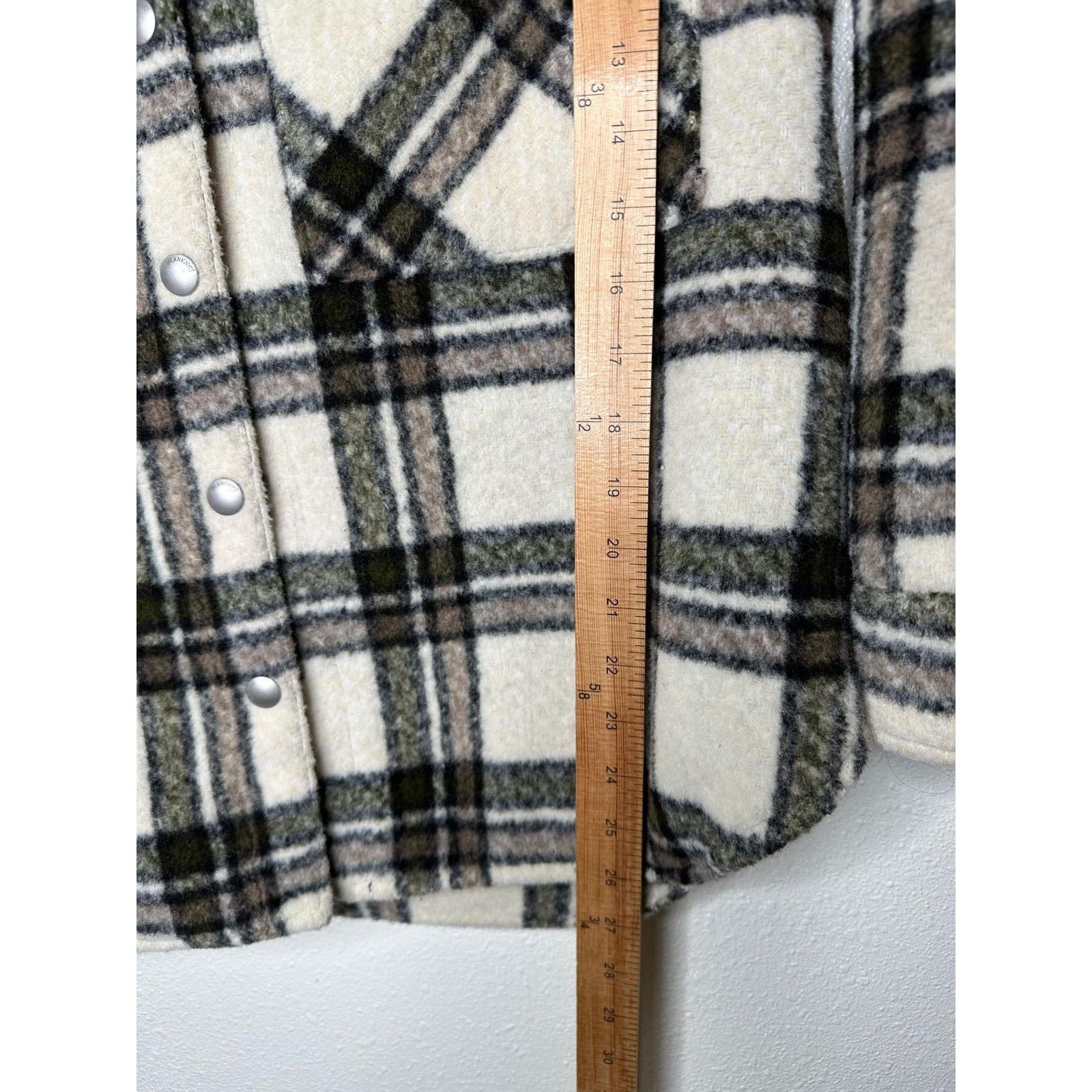 BLANKNYC Blank NYC Cream Brown Plaid Snap Button Collared Shacket S Size S / US 4 / IT 40 - 17 Thumbnail