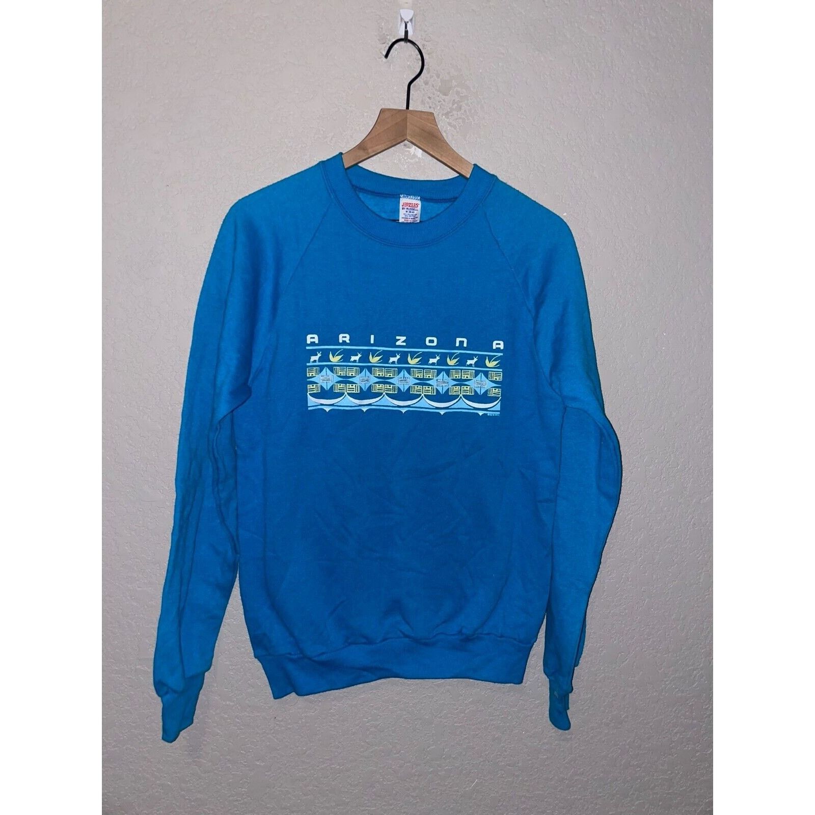 Jerzees Vintage Arizona Crewneck Deer Native Blue Sweatshirt VTG 80s Size US M / EU 48-50 / 2 - 1 Thumbnail