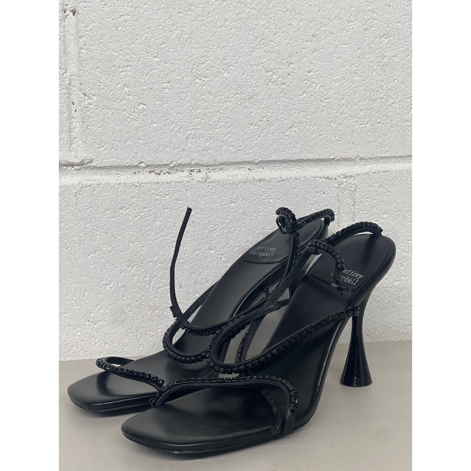 Jeffrey Campbell Jeffrey Campbell sz7.5 black strappy rhinestone sandal heels Size US 7.5 / IT 37.5 - 1 Thumbnail
