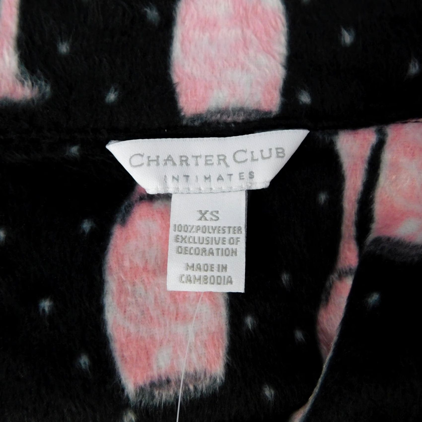 Charter Club Charter Club Pajama Top Shirt XS Pink Black Fleece Notch-Collar Geometric Long Sleeve Womens Sleepwear 100% Polyester Regular Size Xs Size XS / US 0-2 / IT 36-38 - 5 Thumbnail