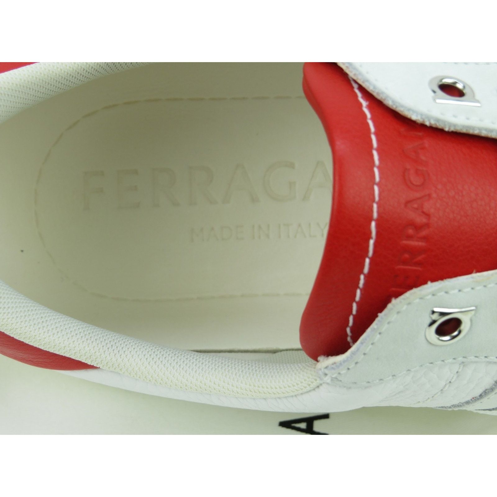 Salvatore Ferragamo FERRAGAMO ACHILLE WHITE RED LEATHER LOGO SNEAKERS 11.5 ITALY Size US 11.5 / EU 44-45 - 8 Thumbnail