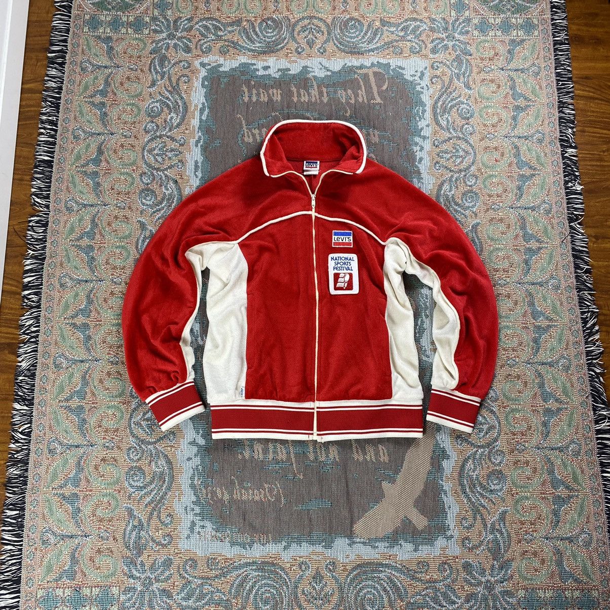 image of Levis x Levis Vintage Clothing Vintage Levi’S U.s.a Velour Track Jacket in Red/White (Size XS)