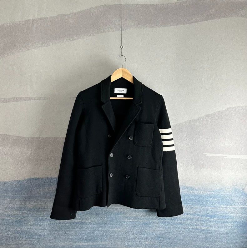 Thom Browne Thom Browne Black Wool Double-Breasted Blazer - dmc Size US M / EU 48-50 / 2 - 1 Thumbnail