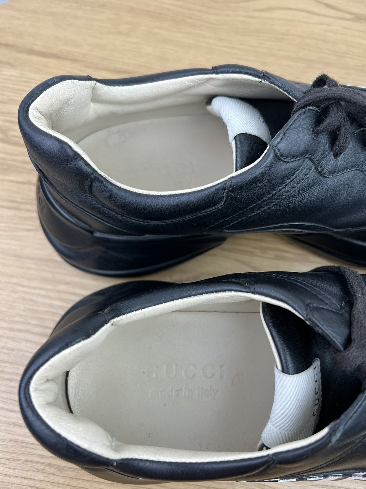 Gucci GUCCI Sneakers Leather Shoes Rhyton "Gucci Band" Black Men’s Size US 8.5 / EU 41-42 - 17 Thumbnail