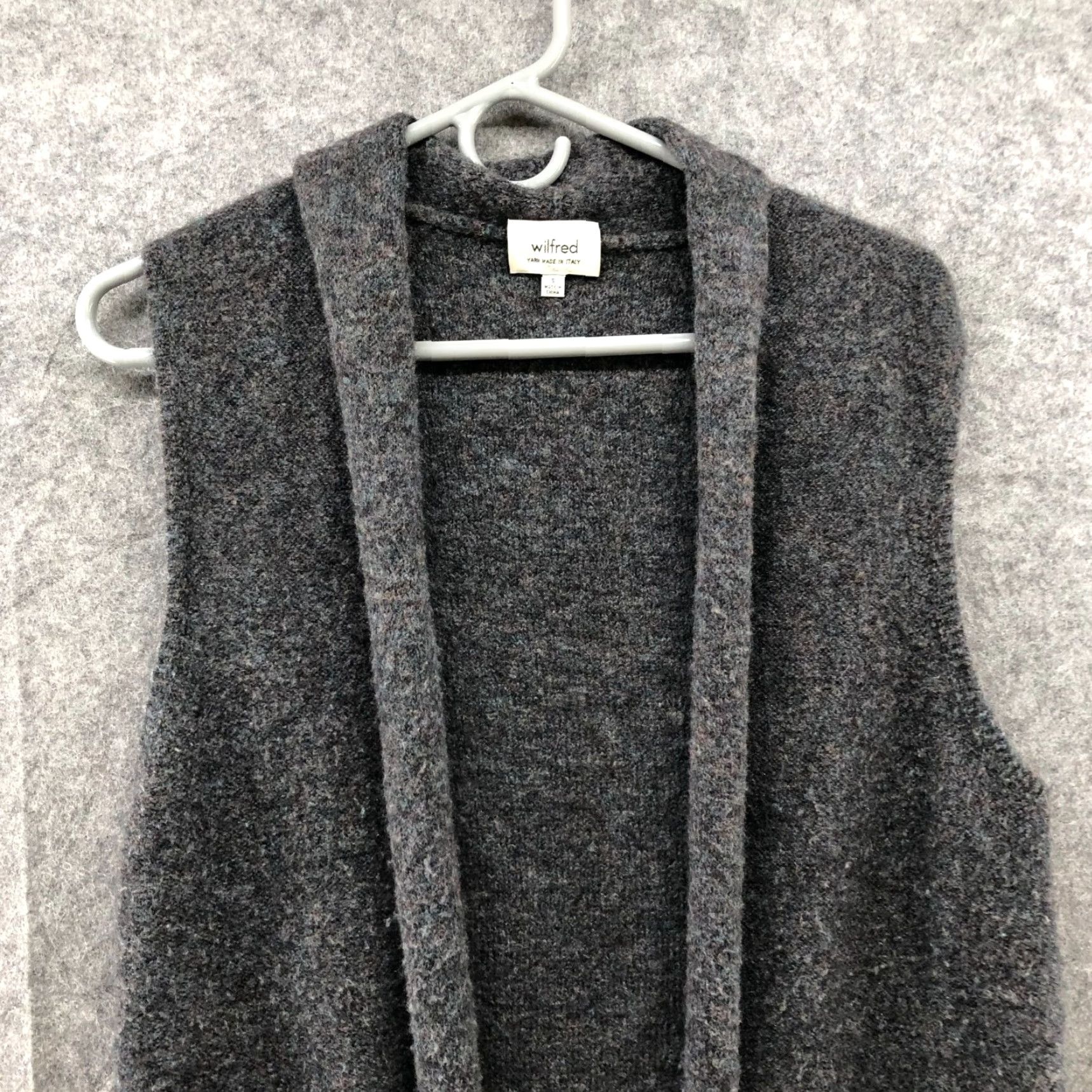 Vintage VINTAGE Wilfred Sleeveless Longline Cardigan Womens S Open Front Gray Duster Wool Blend Size S / US 4 / IT 40 - 4 Thumbnail