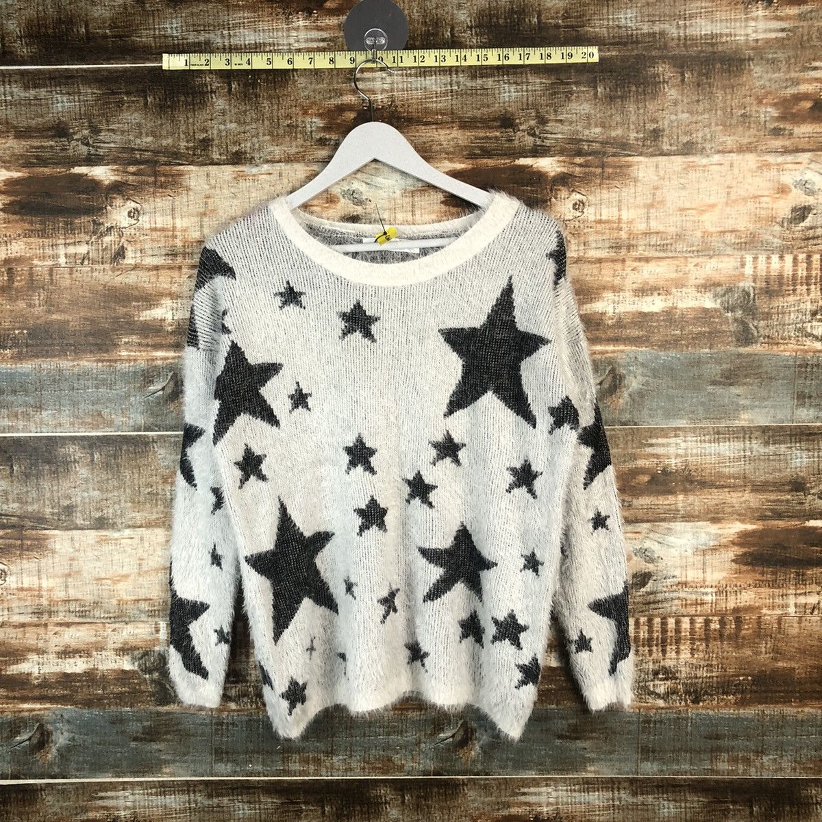 Japanese Brand DL Culots Star White Mohair fur shag Knitwear #C367 Size M / US 6-8 / IT 42-44 - 1 Thumbnail
