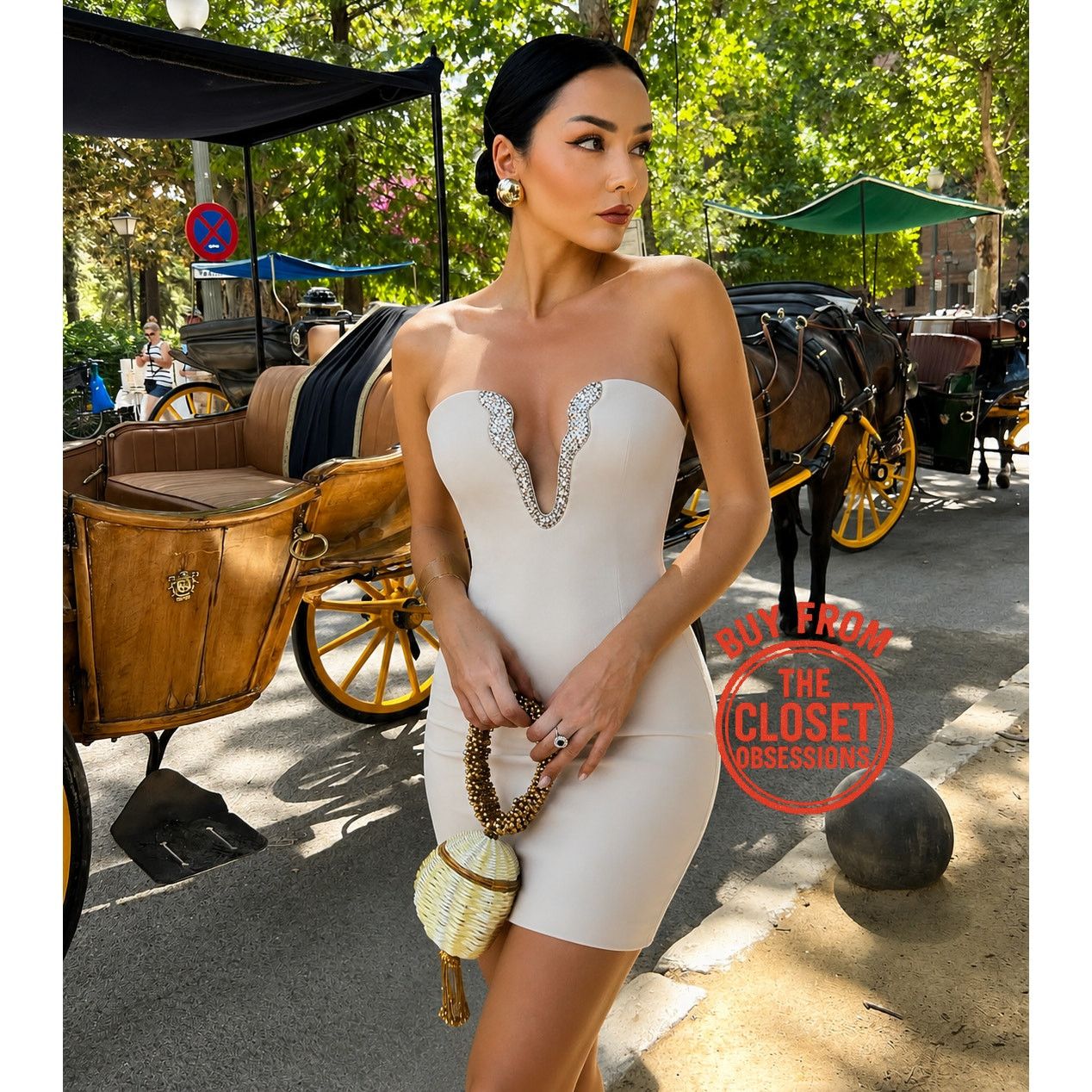 zara cream denim dress ZARA OFF-SHOULDER STRAPLESS MINI WHITE 8197/180 Formal dress For Love & Lemons women's clothing online Color:Nude Lilac